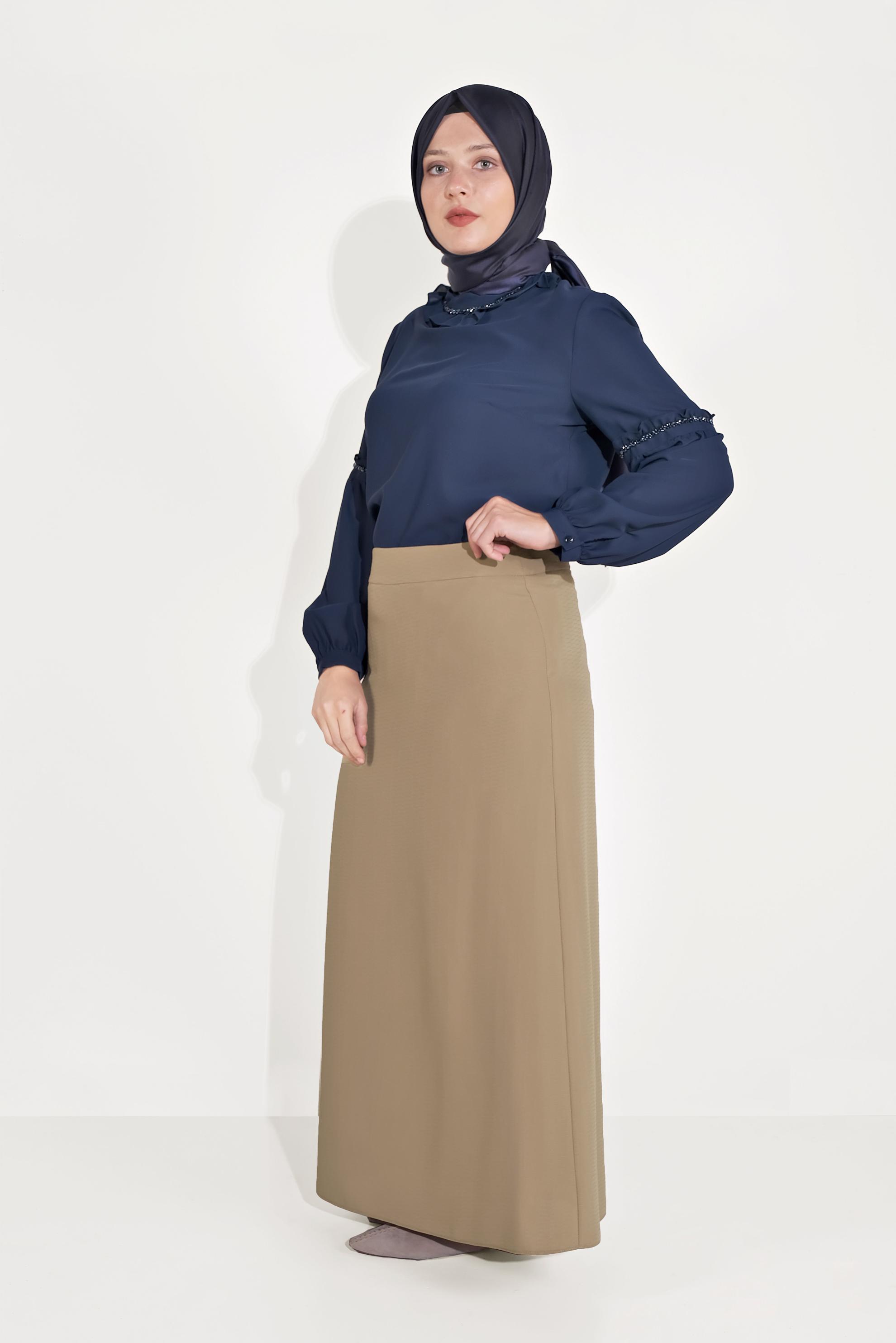 Tesettür giyim TABA A KESİM ETEK 60069