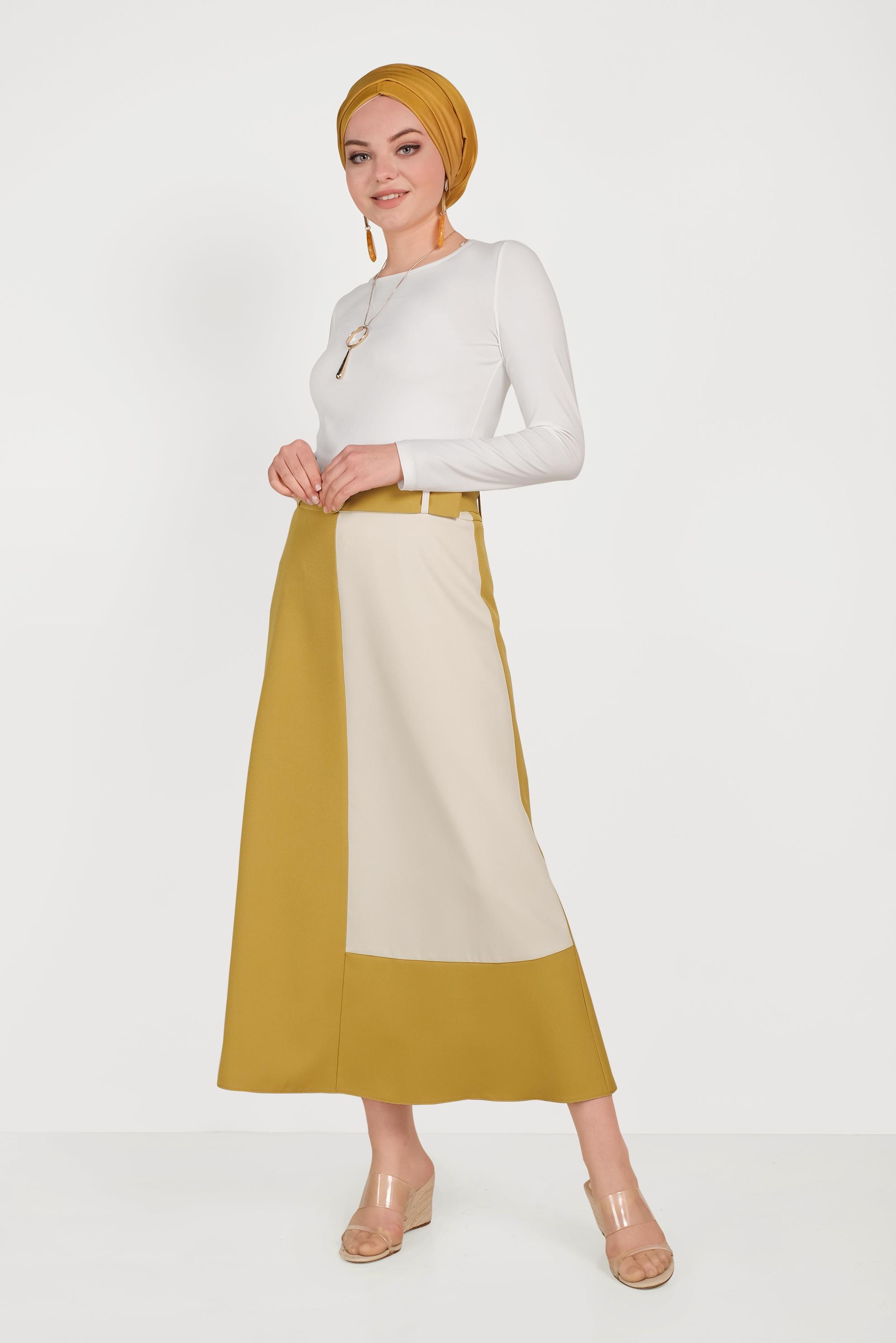 Hijab clothing YELLOW 2-COLOR SKIRT 60072 