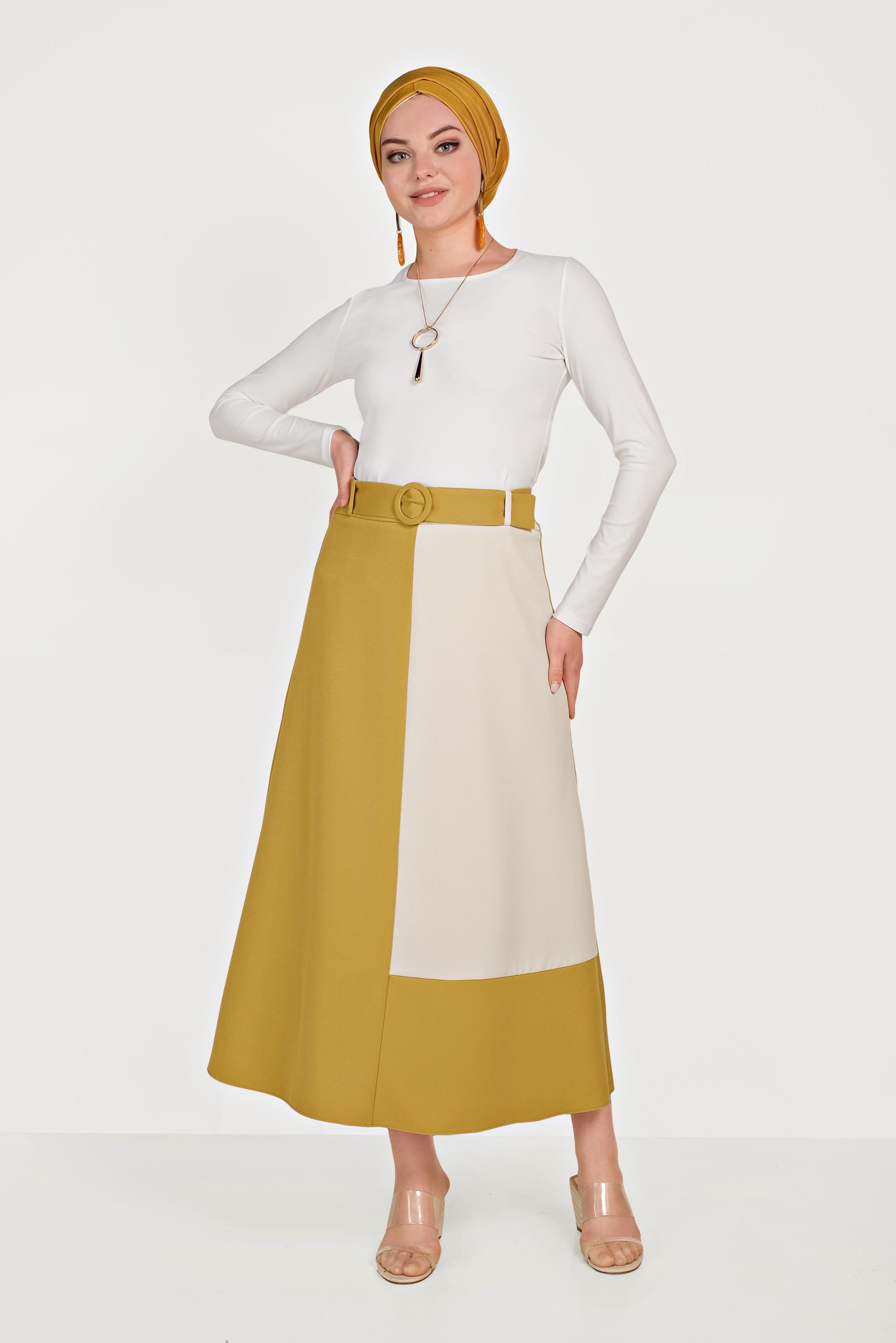 Hijab clothing YELLOW 2-COLOR SKIRT 60072 