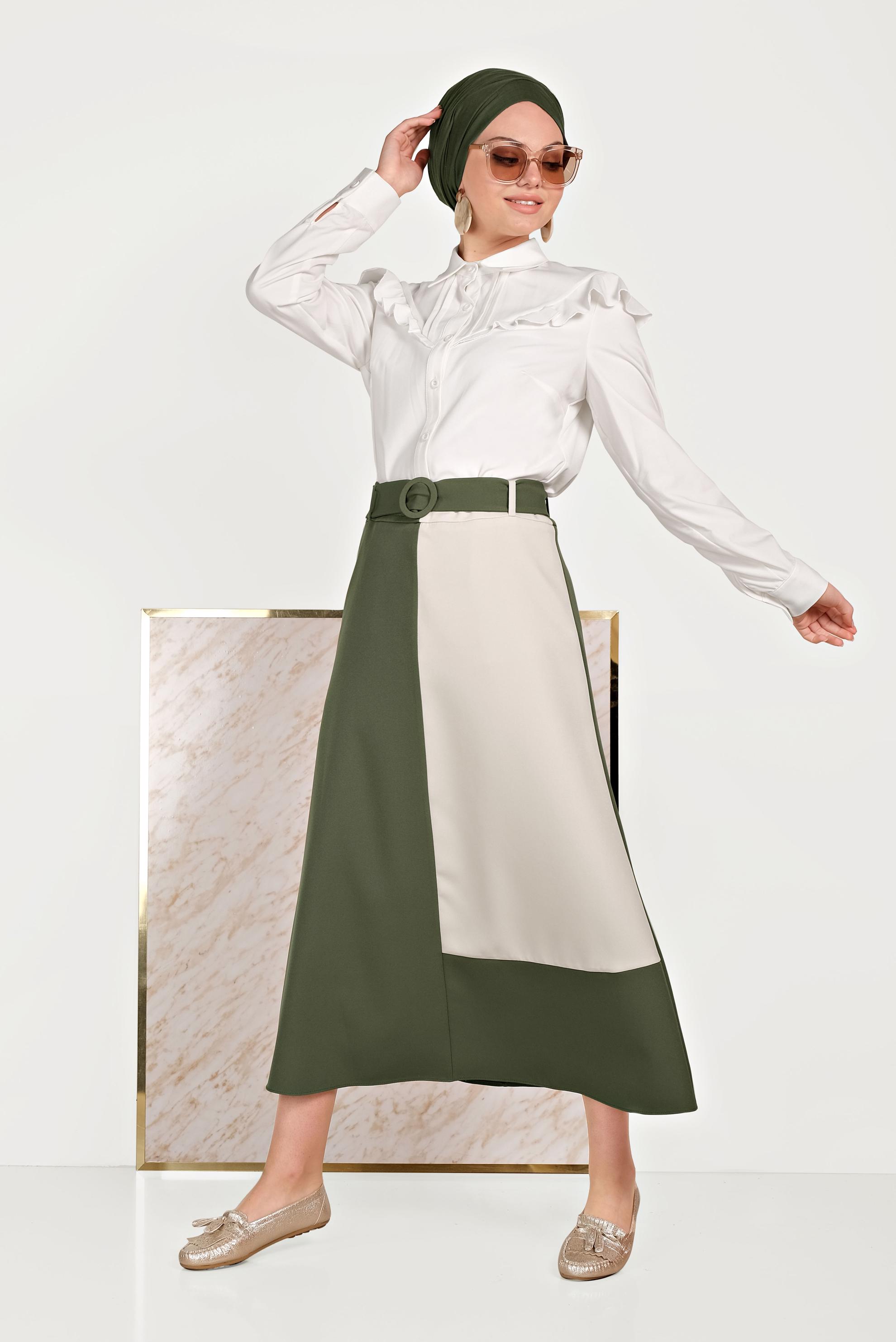 Hijab clothing KHAKI 2-COLOR SKIRT 60072 