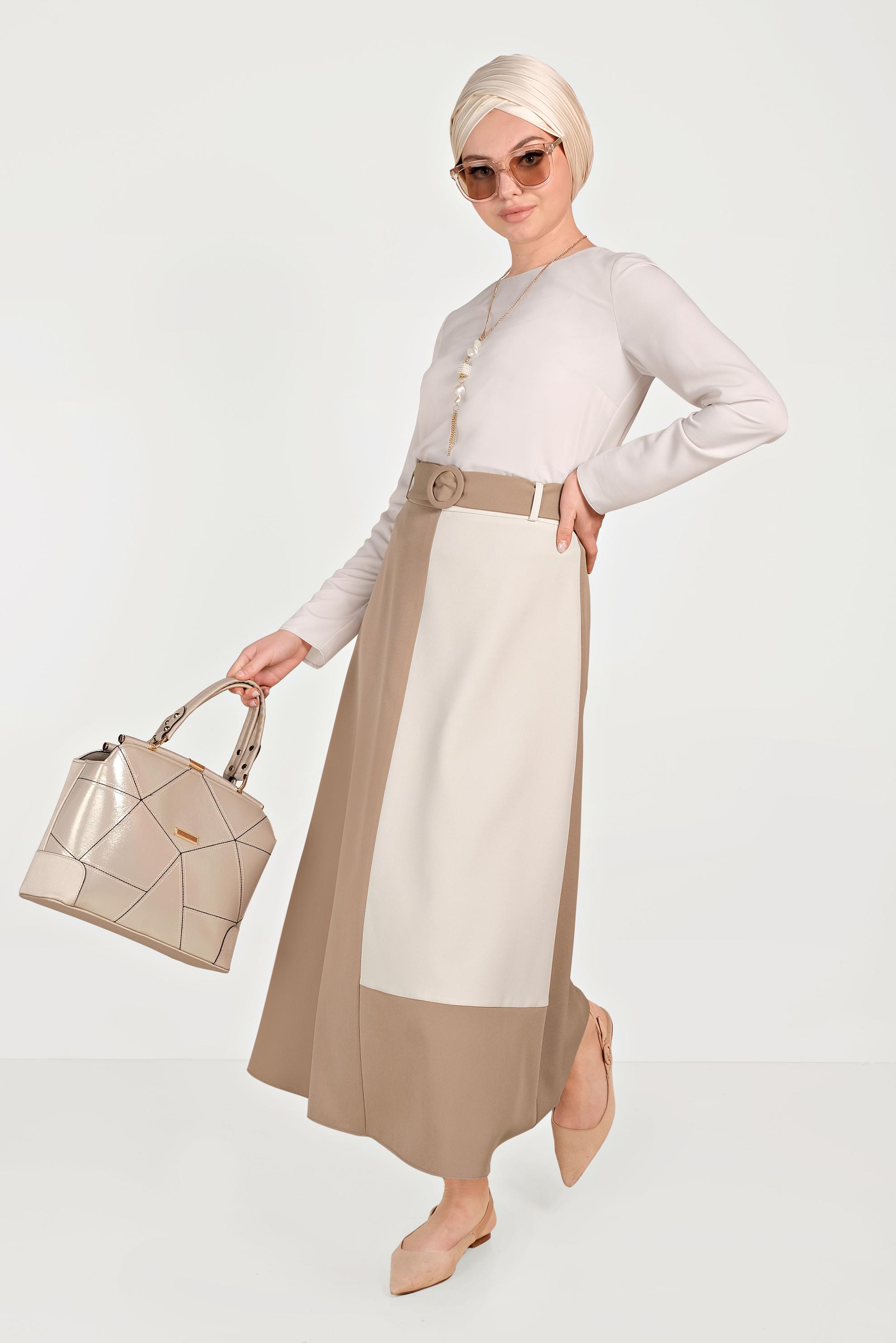 Hijab clothing BROWN 2-COLOR SKIRT 60072 