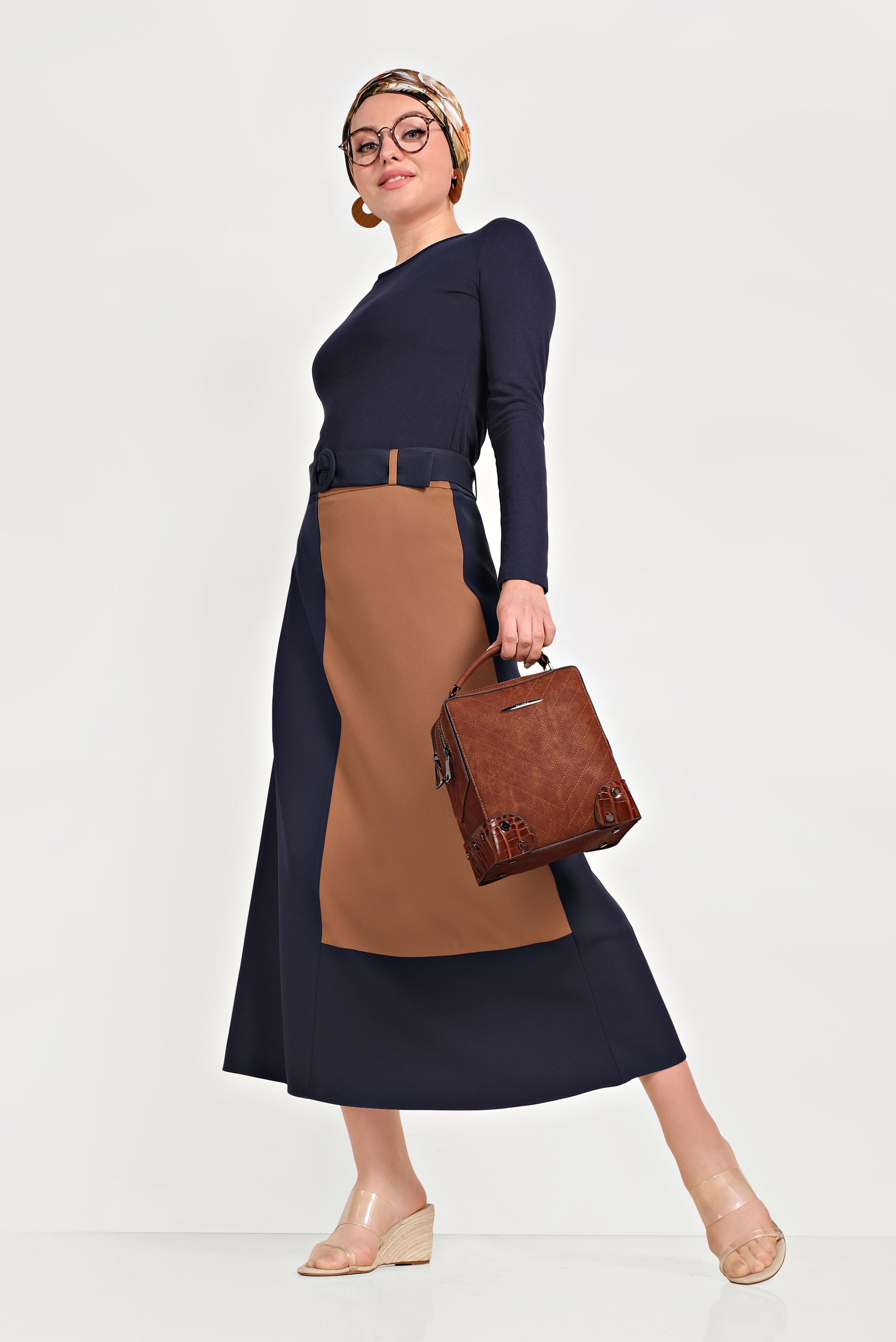 Hijab clothing NAVY BLUE 2-COLOR SKIRT 60072 