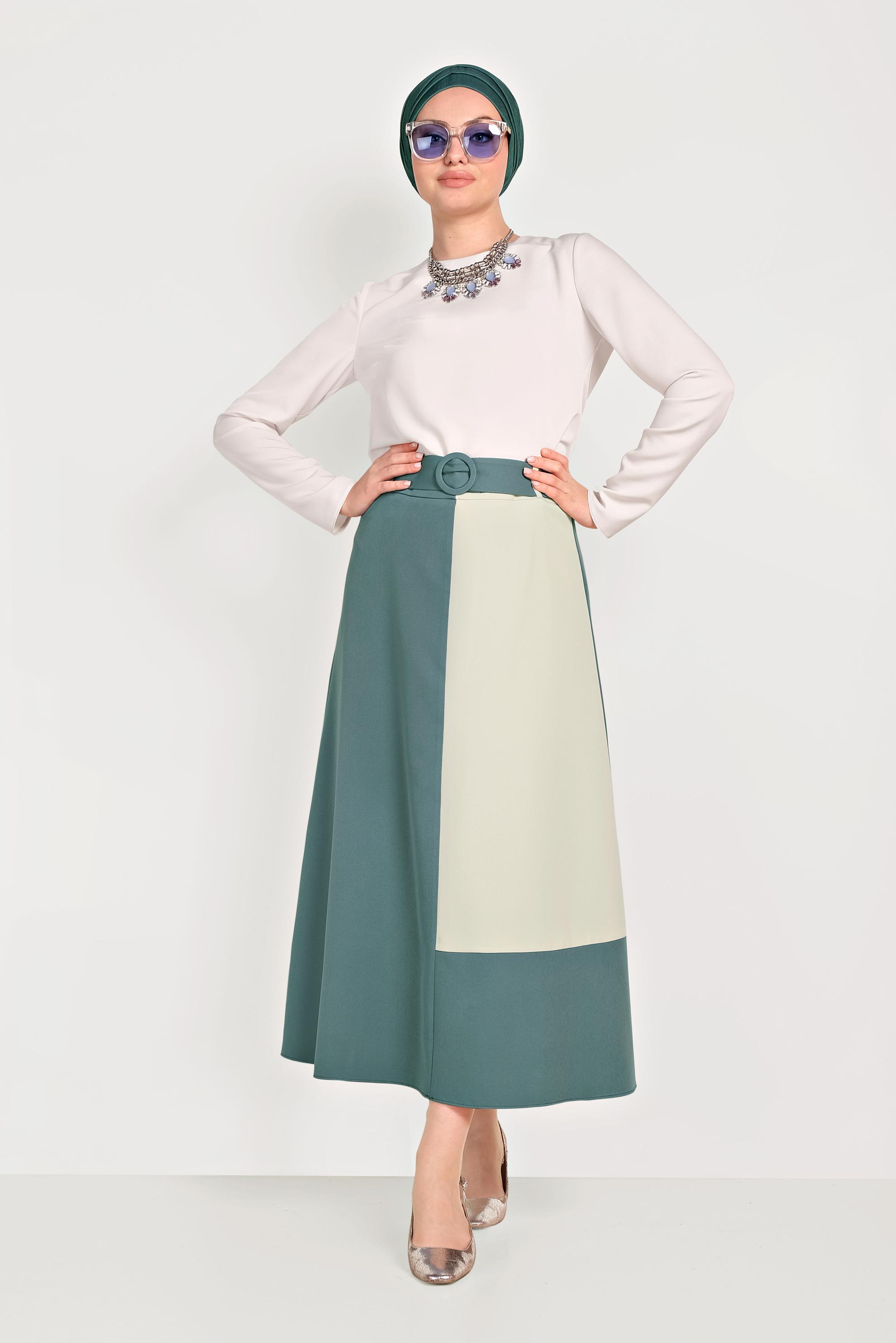 Hijab clothing BLUE 2-COLOR SKIRT 60072 