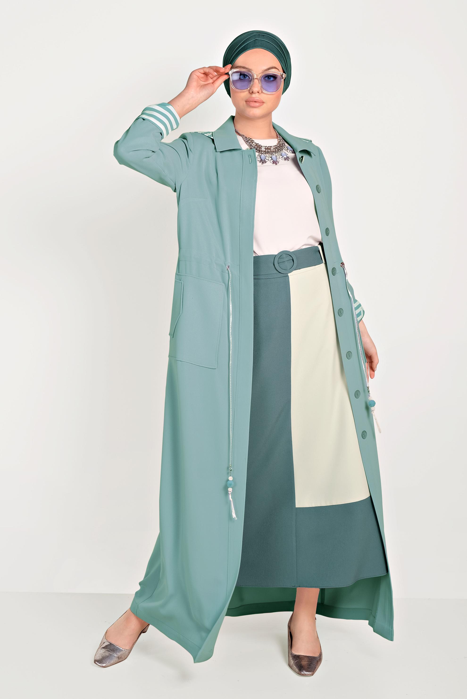 Hijab clothing BLUE 2-COLOR SKIRT 60072 