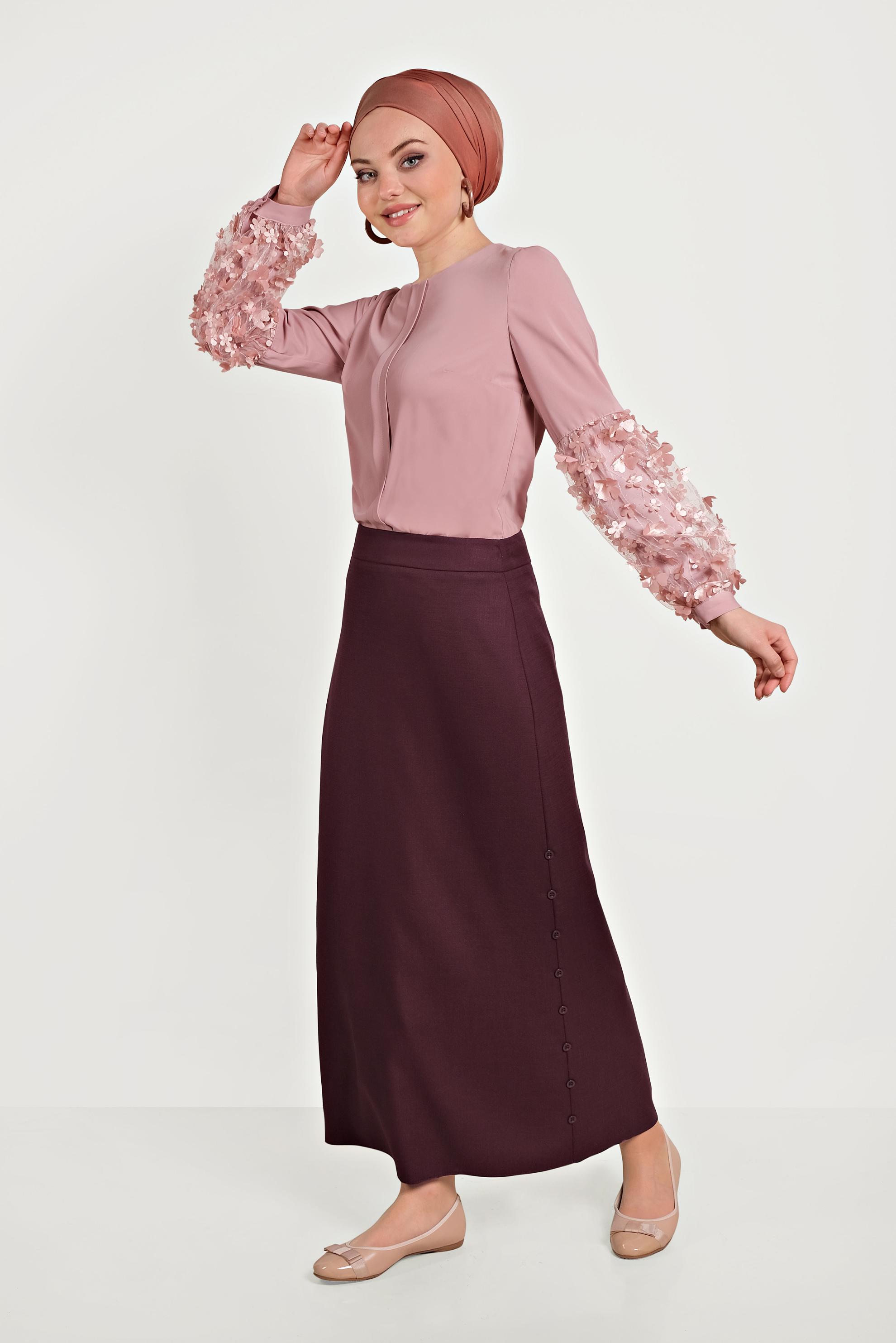 Hijab clothing DAMSON BUTTON DETAIL SKIRT 60074 