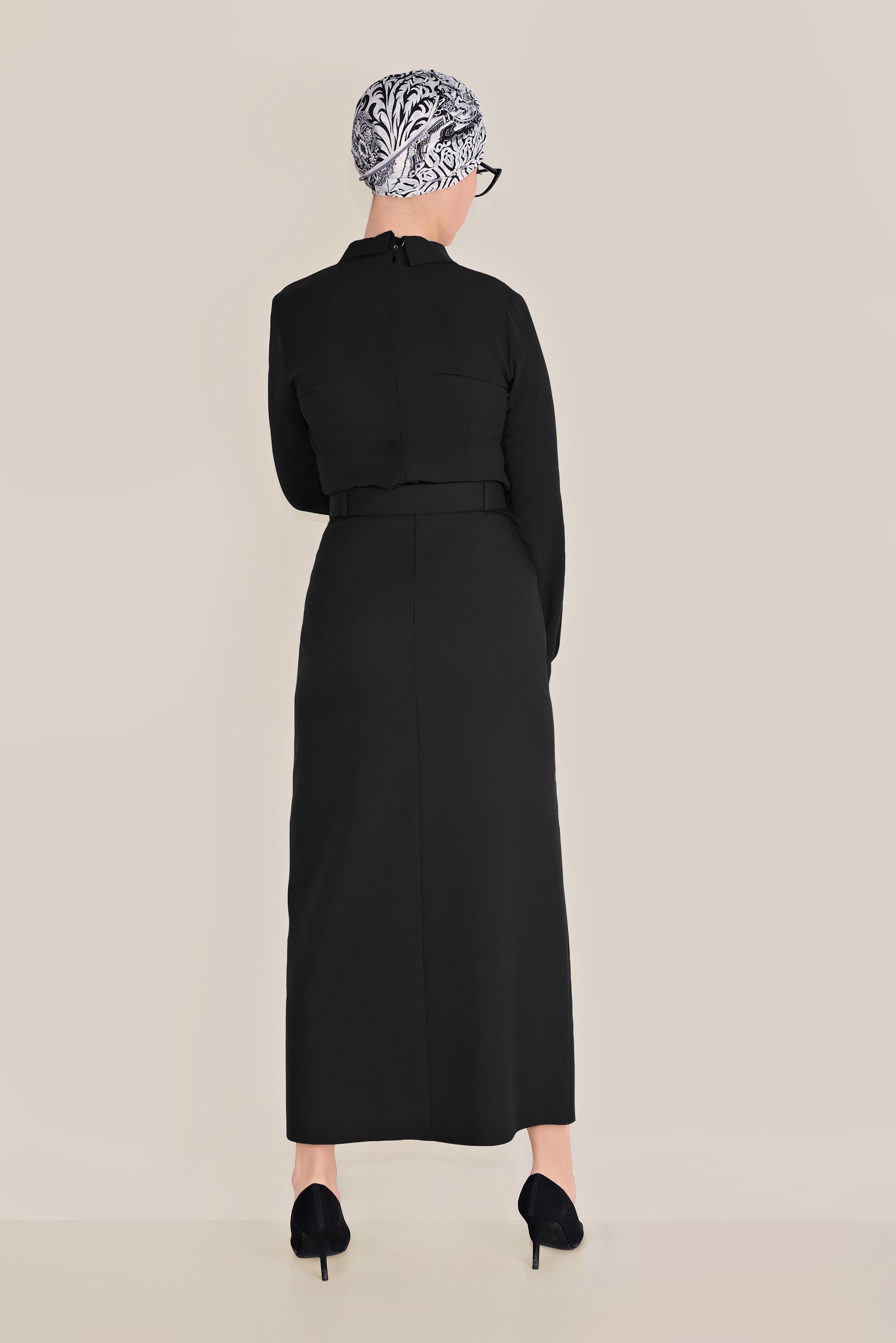 Tesettür giyim SİYAH DÜĞMELİ KALEM ETEK 60075 