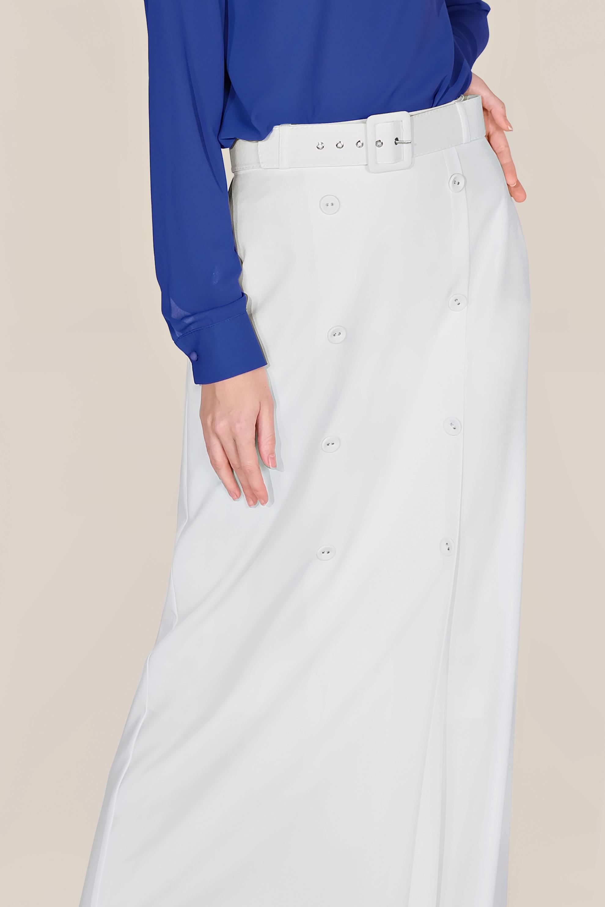 Tesettür giyim BEYAZ DÜĞMELİ KALEM ETEK 60075 