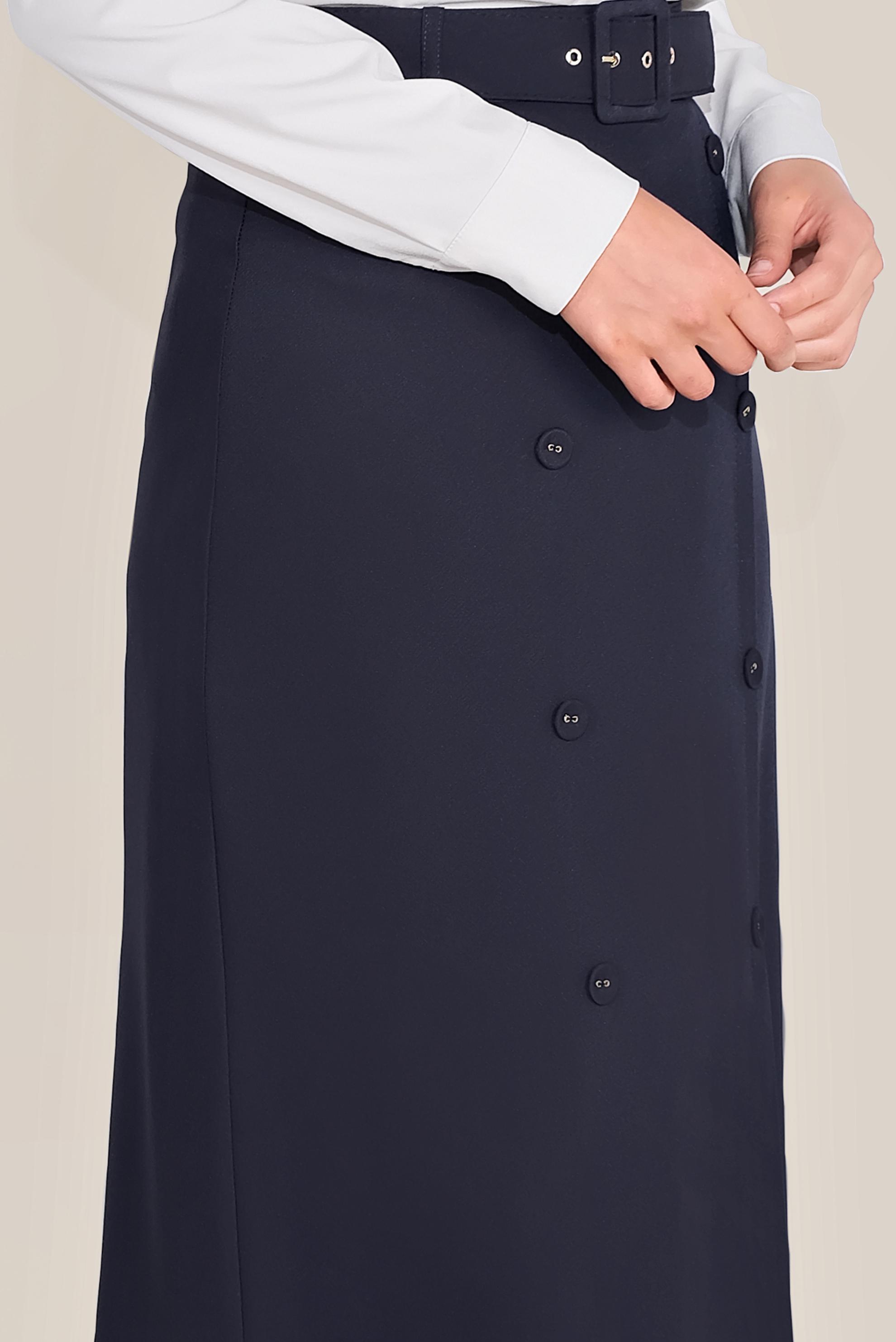 Tesettür giyim LACİVERT DÜĞMELİ KALEM ETEK 60075 