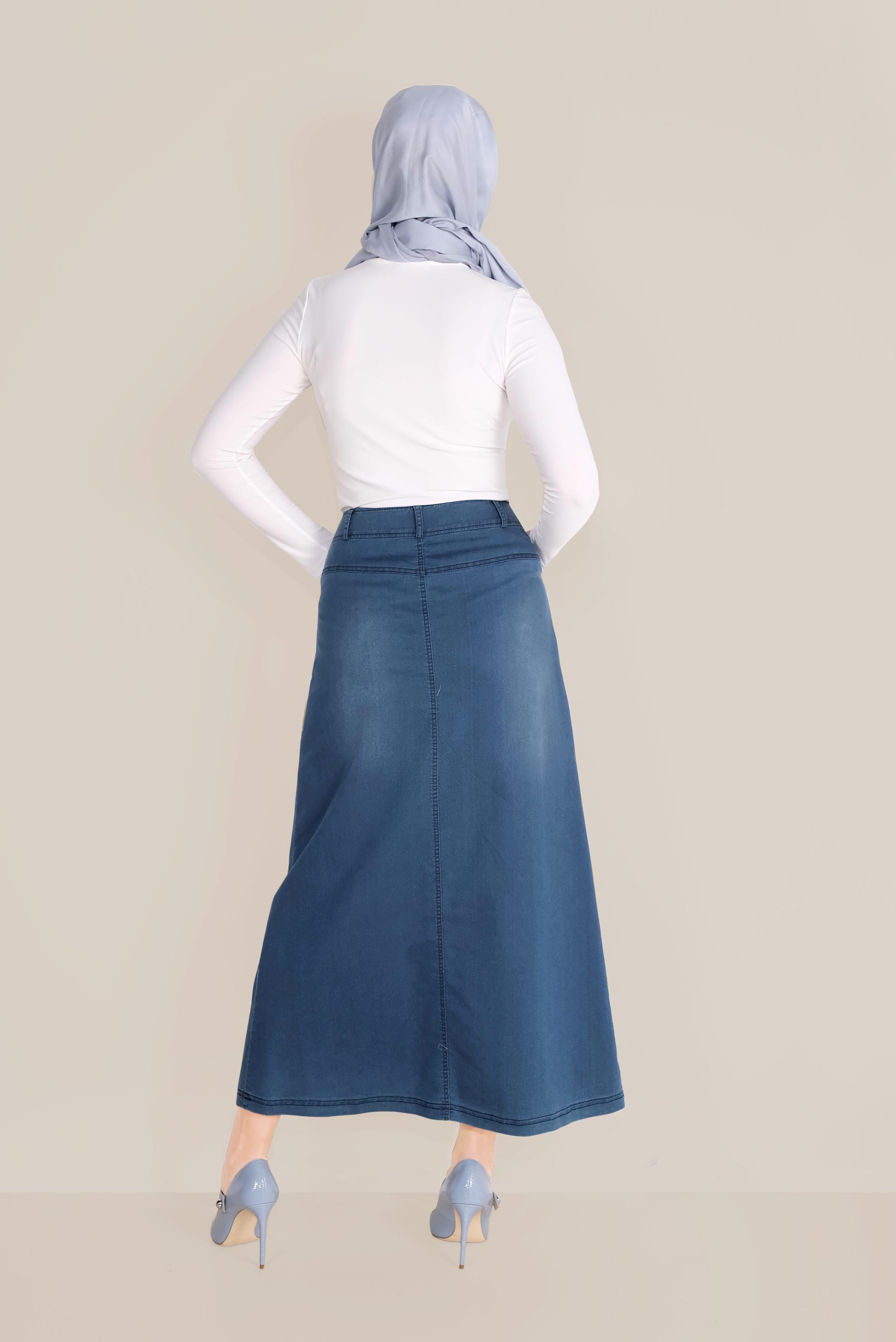 Vêtements hijab BLEU MARINE JUPE EN JEAN 60077 