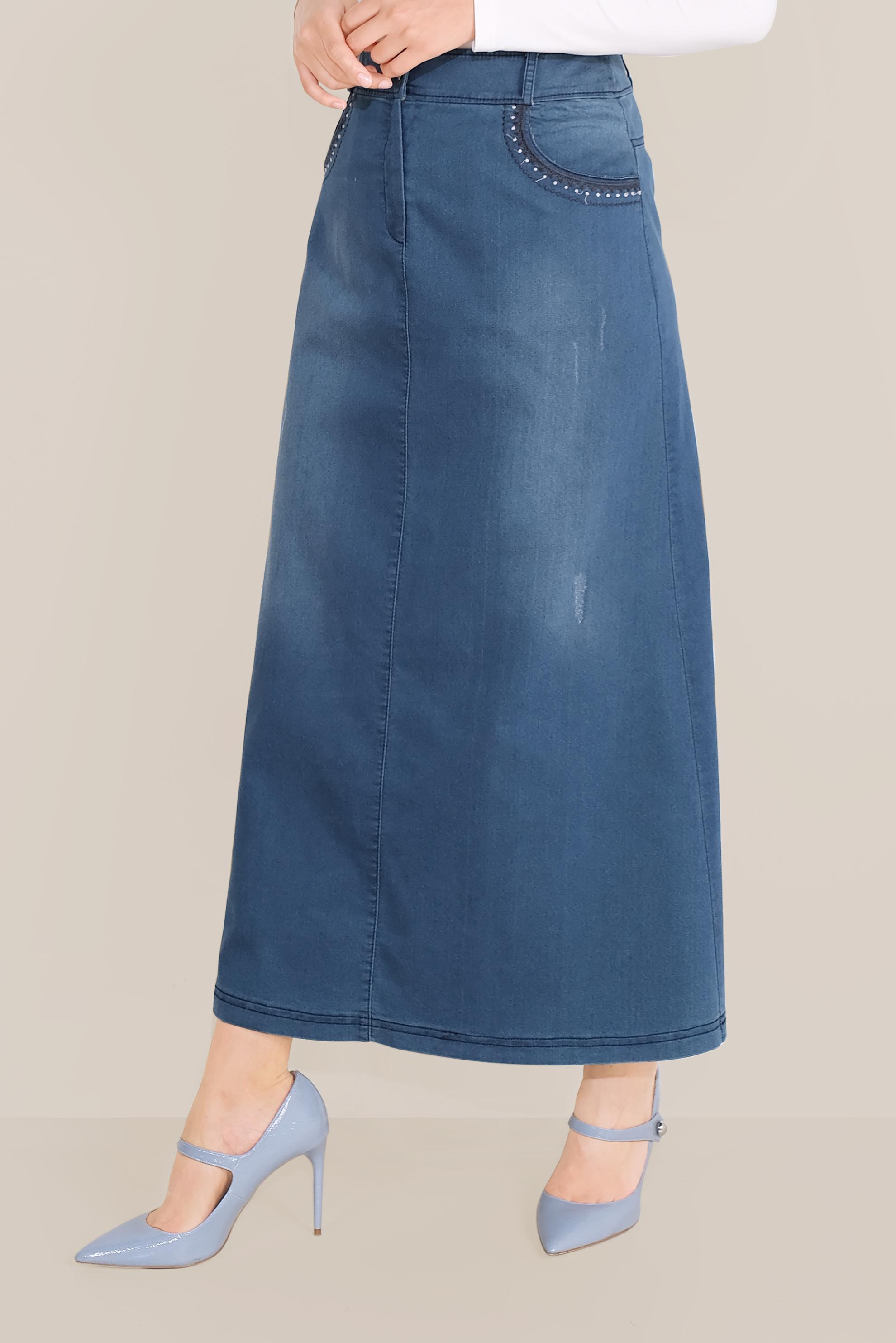 Vêtements hijab BLEU MARINE JUPE EN JEAN 60077 