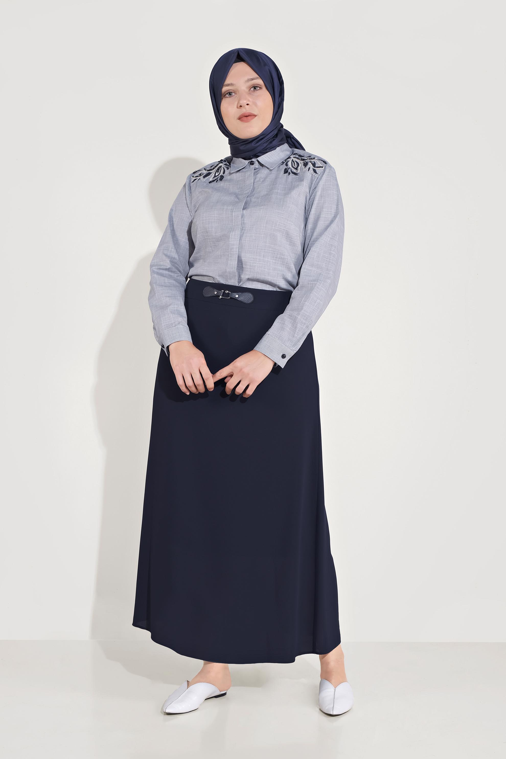 Hijab clothing NAVY BLUE EMBELLISHED SKIRT 60084