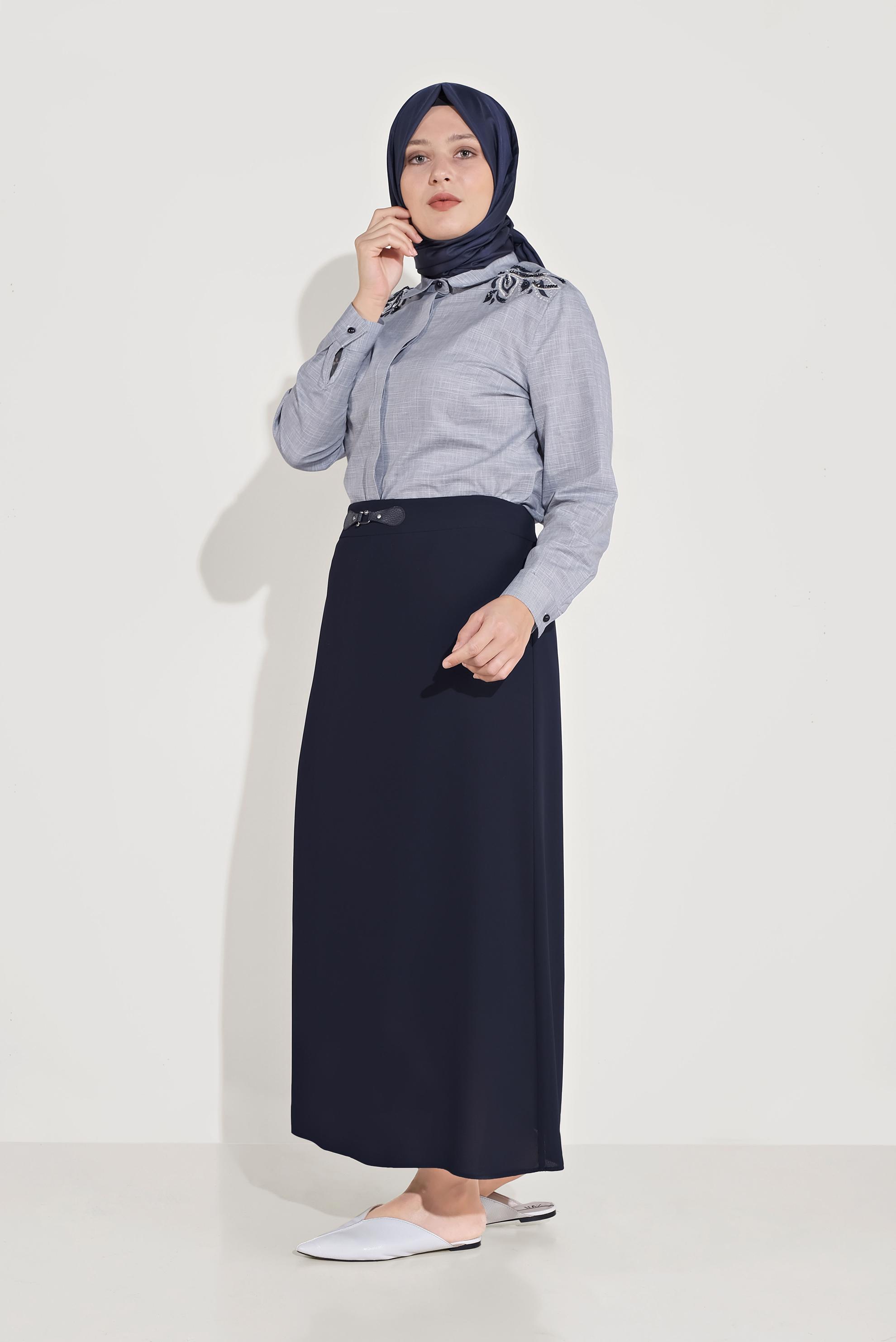 Hijab clothing NAVY BLUE EMBELLISHED SKIRT 60084