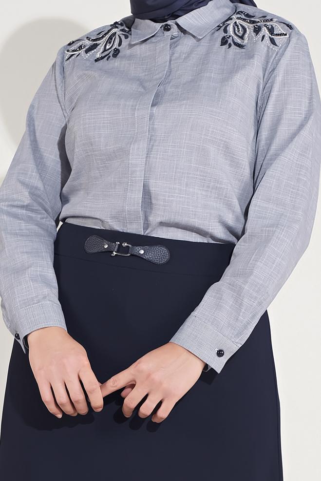 Vêtements hijab BLEU MARINE JUPE À EMBELLIE 60084 - ALVİNA