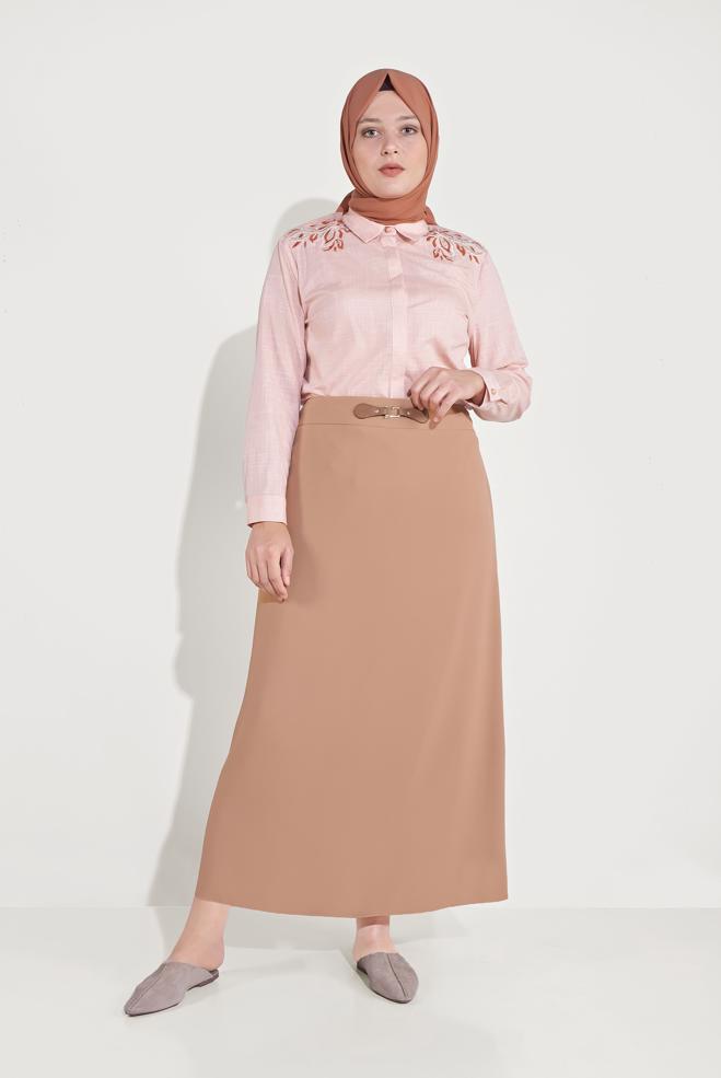 Vêtements hijab BRUN JUPE À EMBELLIE 60084 - ALVİNA