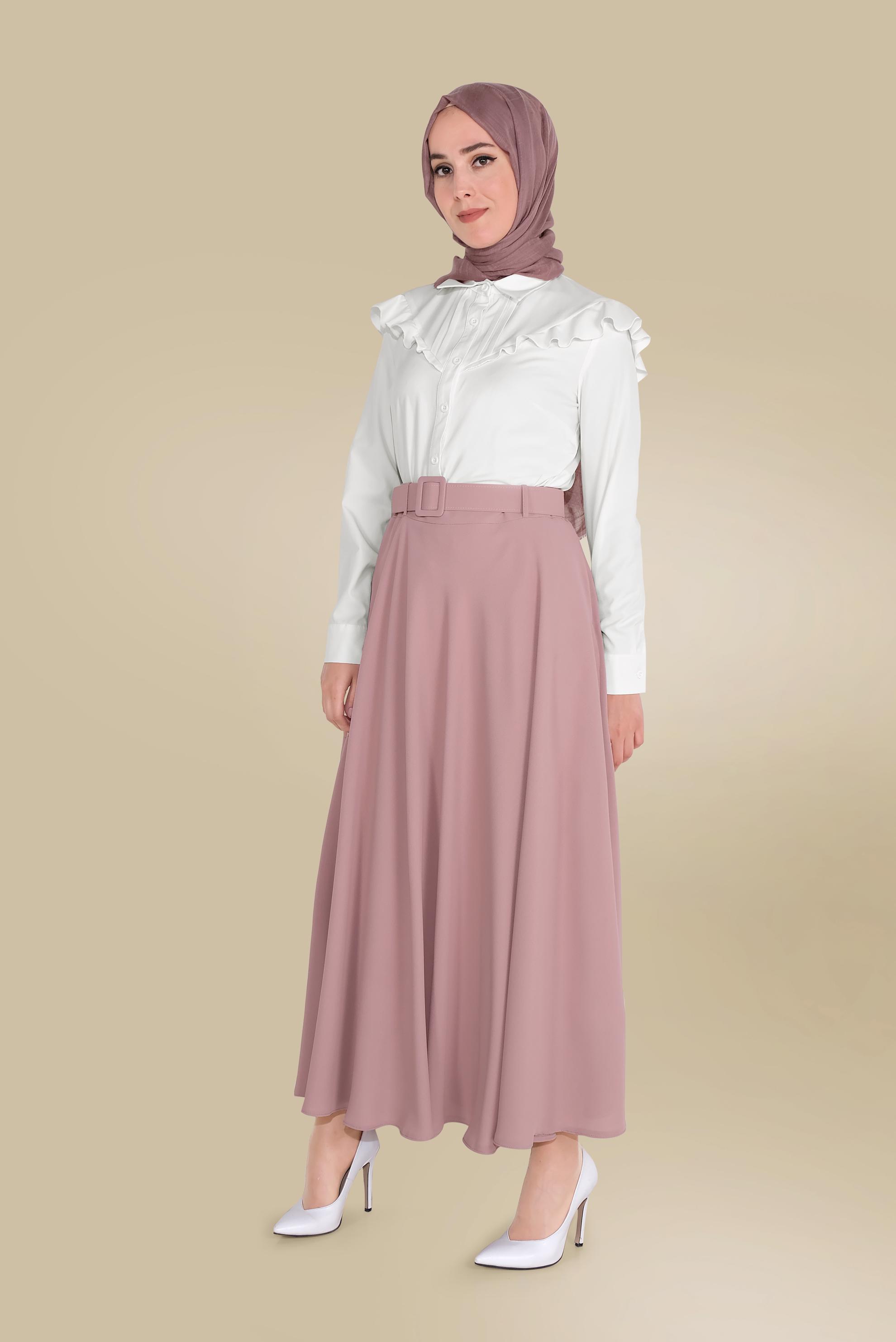 Tesettür giyim PUDRA SALAŞ ÇAN ETEK 60085