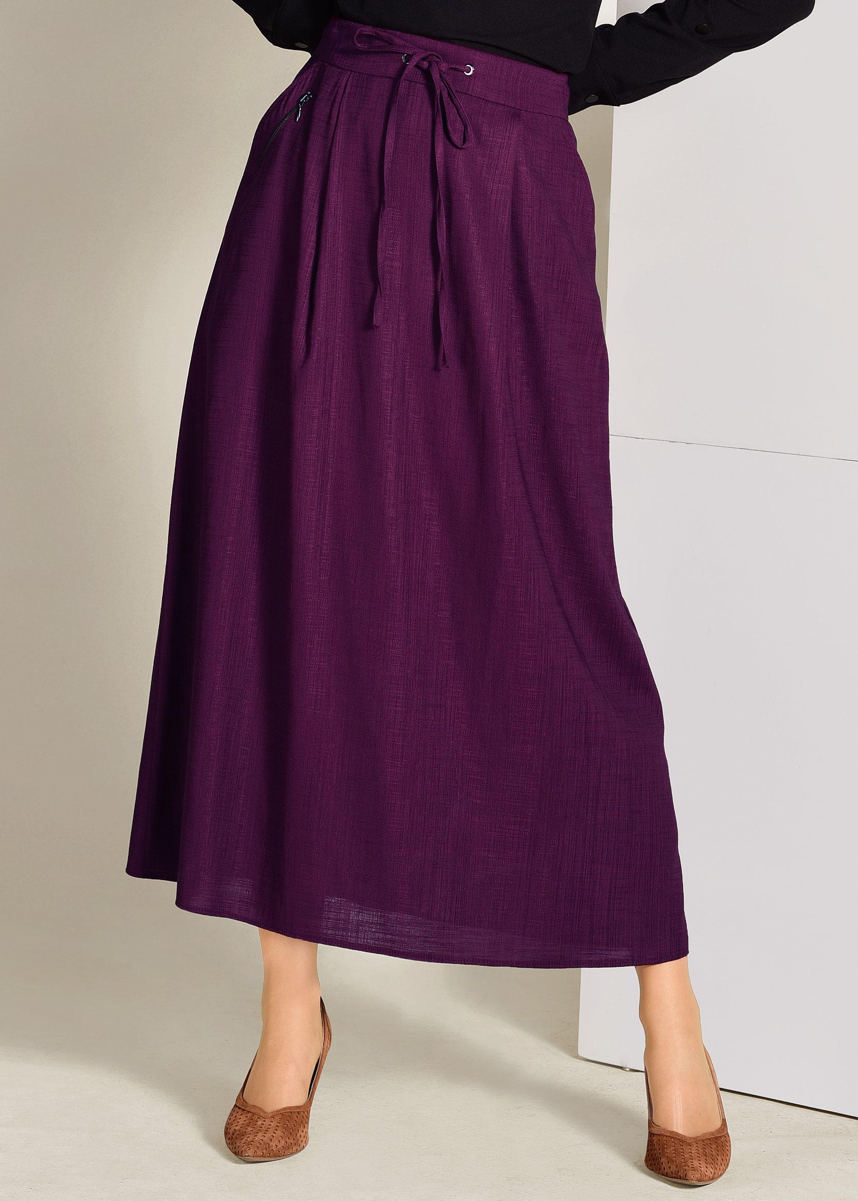 Tesettür giyim MÜRDÜM BELİ BAĞCIKLI CEPLİ ETEK 6214