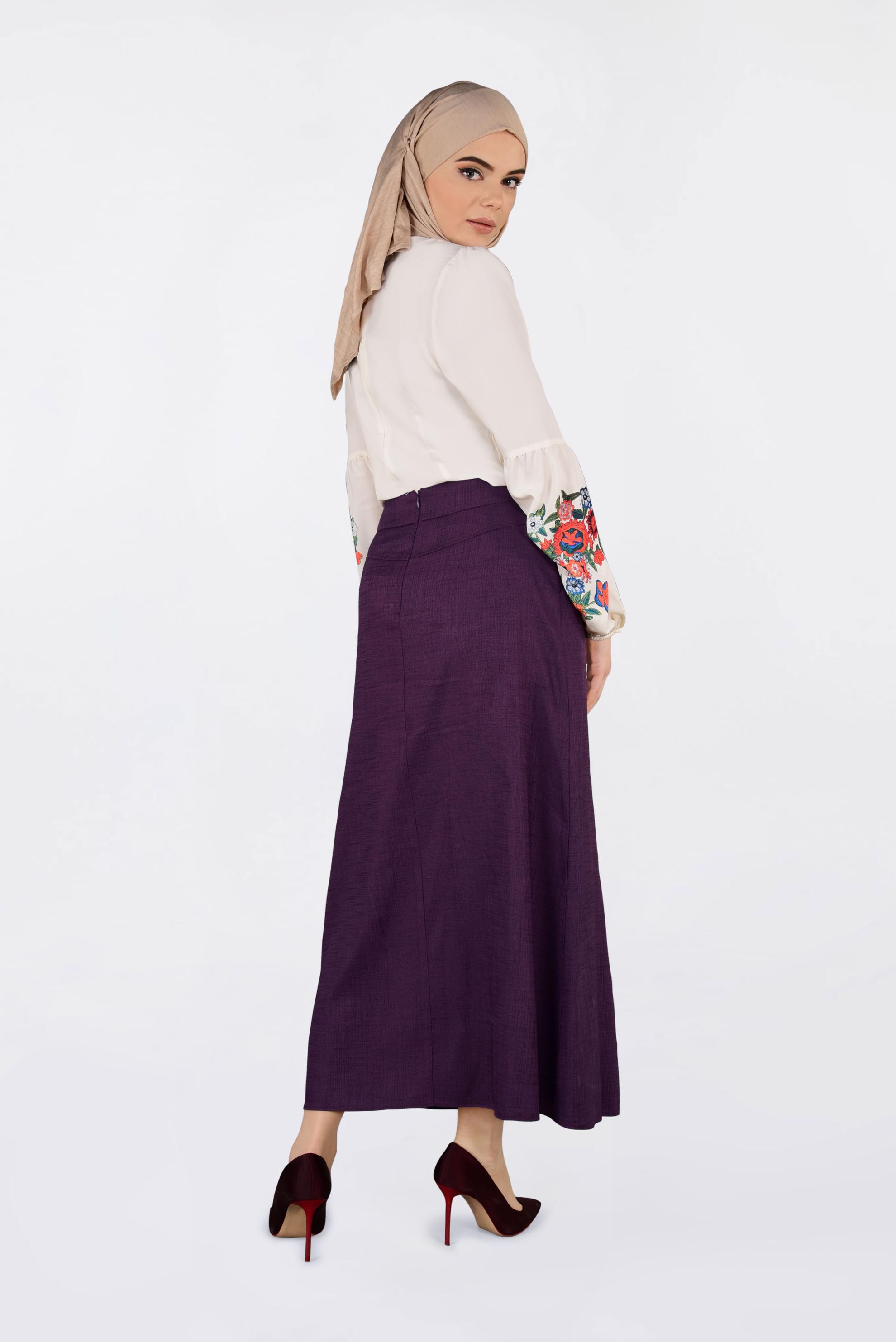 Tesettür giyim MÜRDÜM BELİ BAĞCIKLI CEPLİ ETEK 6214