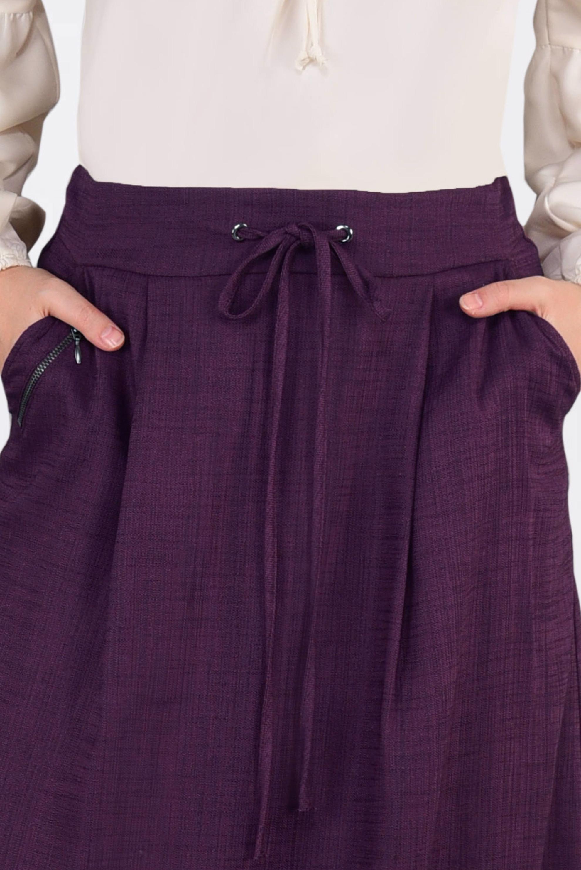 Tesettür giyim MÜRDÜM BELİ BAĞCIKLI CEPLİ ETEK 6214