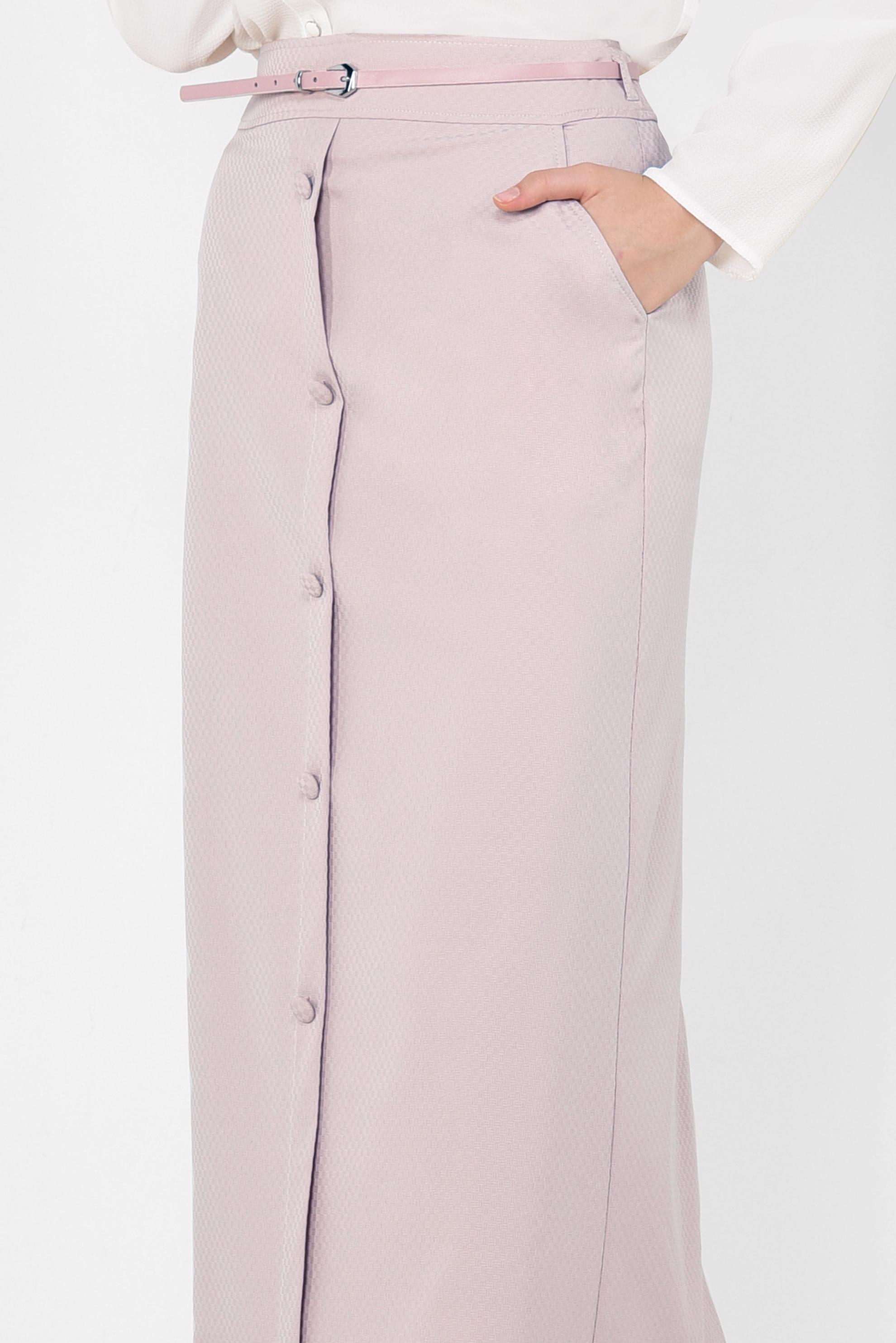 Tesettür giyim BEJ ÖNDEN DÜĞMELİ KEMERLİ ETEK 6319