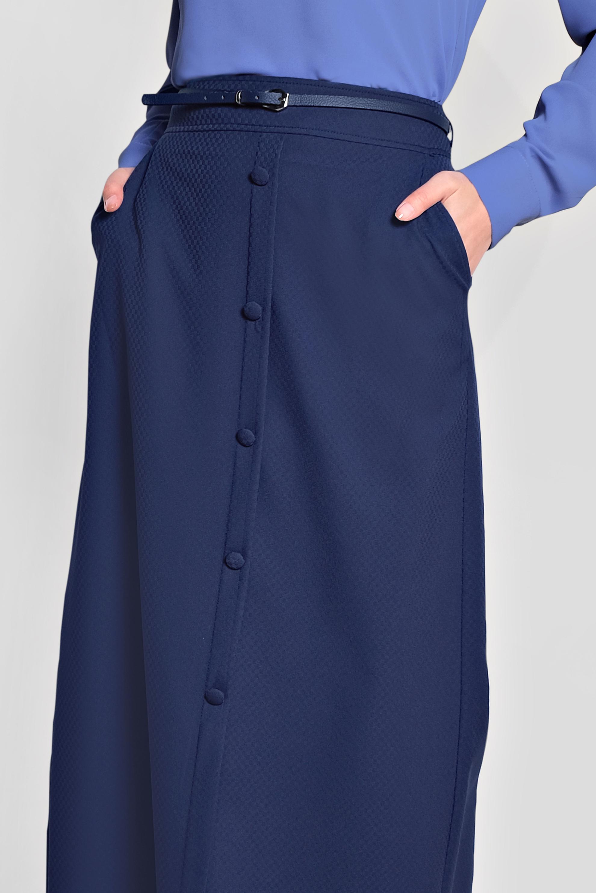 Tesettür giyim LACİVERT ÖNDEN DÜĞMELİ KEMERLİ ETEK 6319