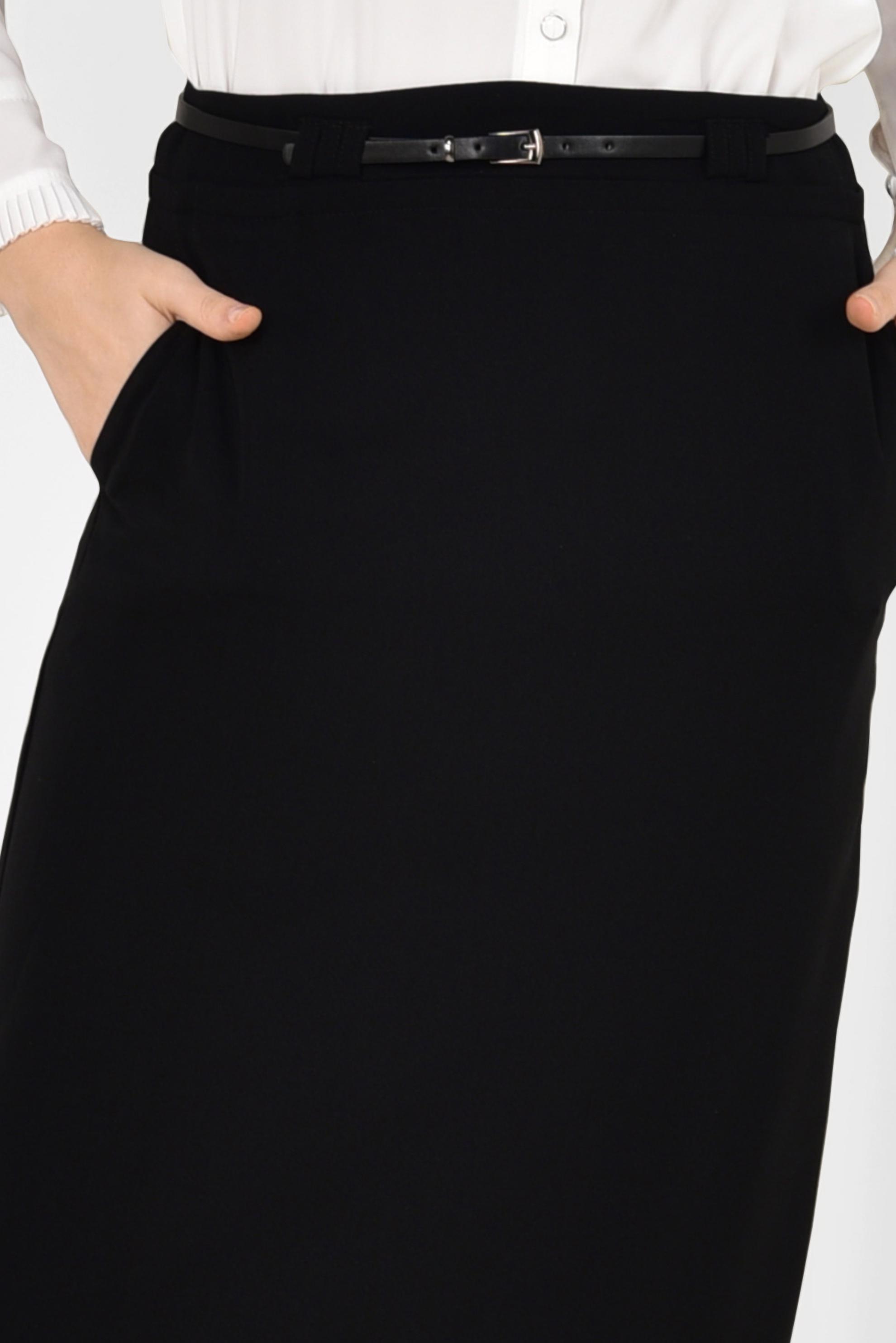 Tesettür giyim SİYAH KEMERLİ KALEM ETEK 6337