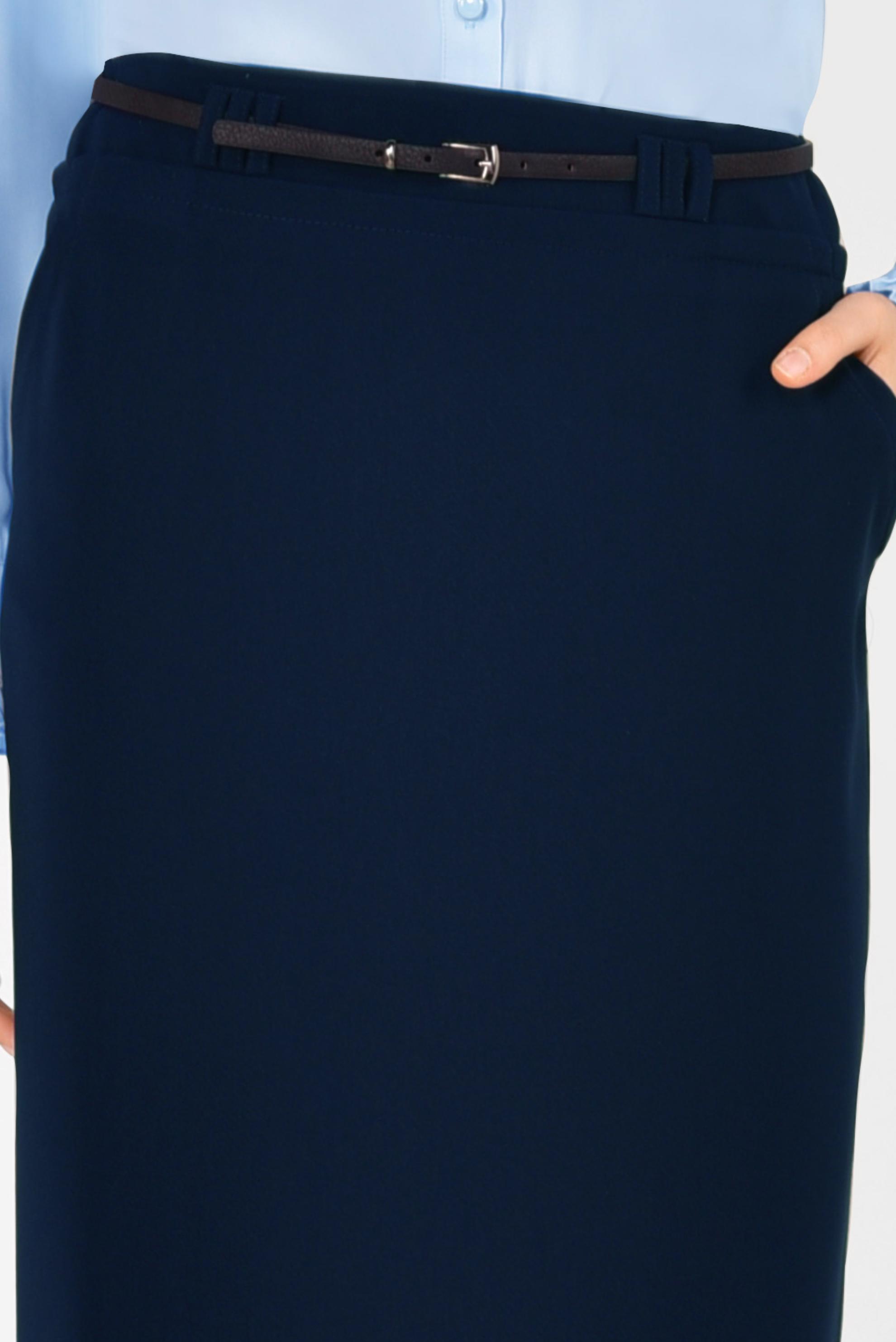 Tesettür giyim LACİVERT KEMERLİ KALEM ETEK 6337