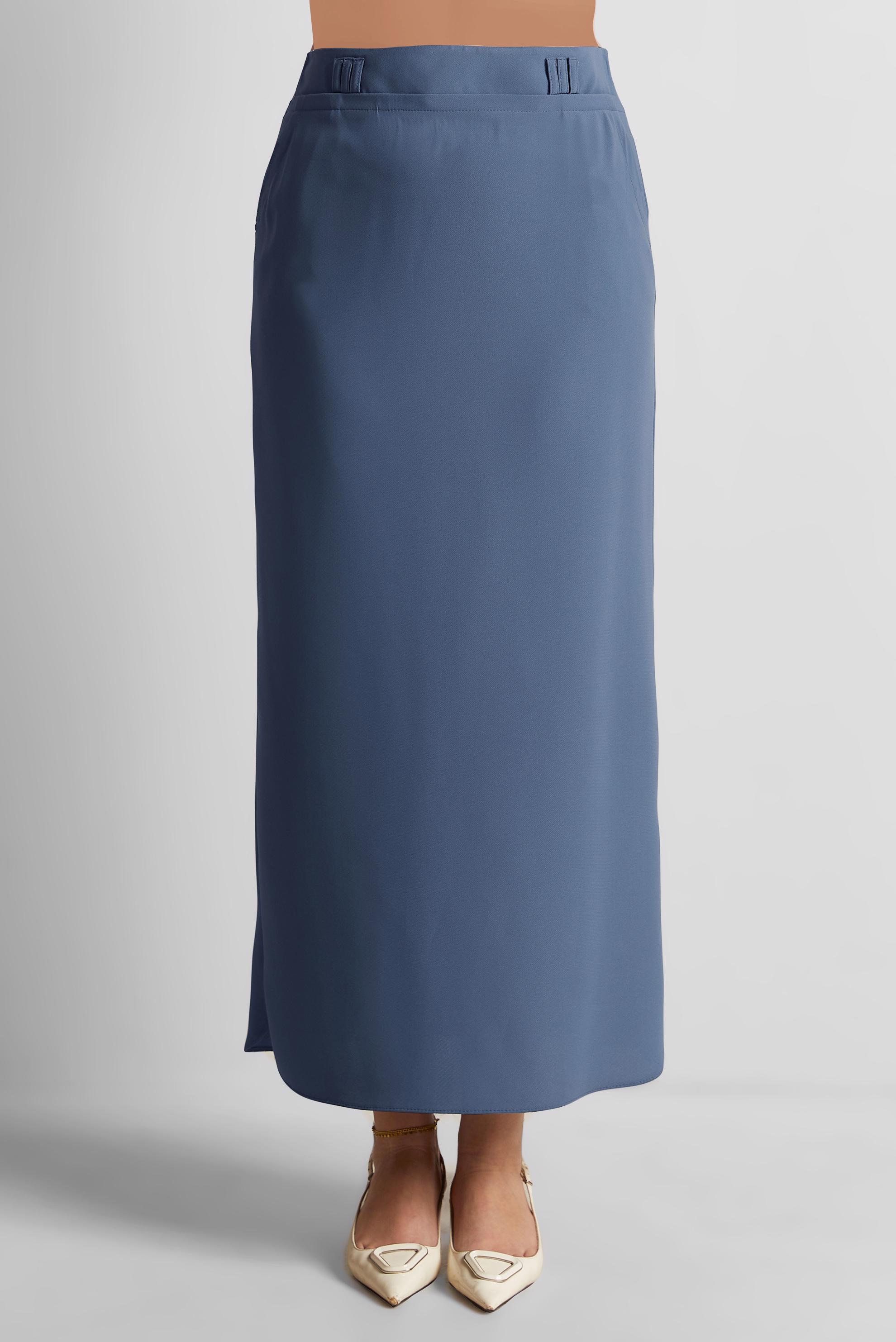 Tesettür giyim LACİVERT KEMERLİ KALEM ETEK 6337