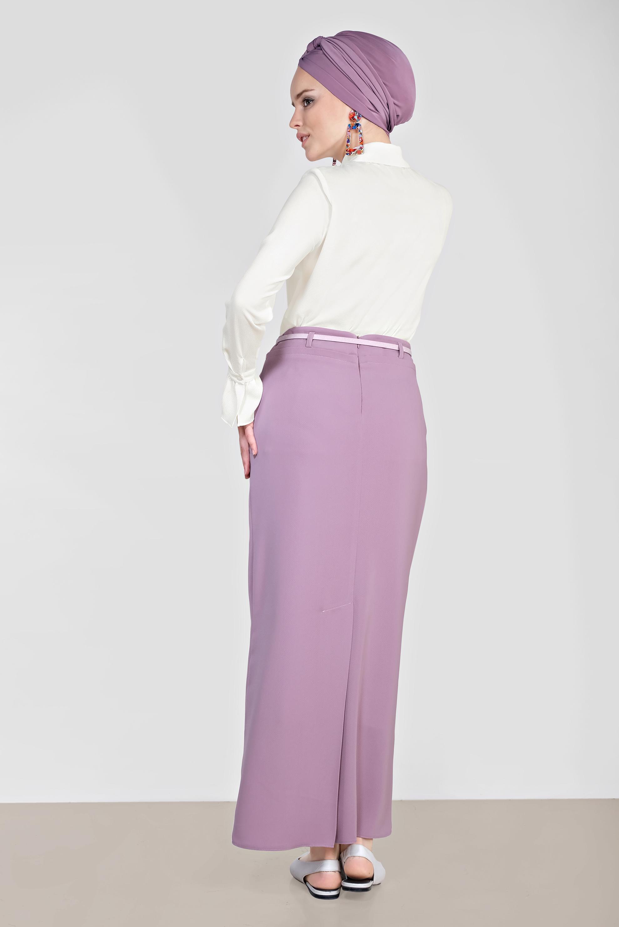 Tesettür giyim MÜRDÜM KEMERLİ KALEM ETEK 6337