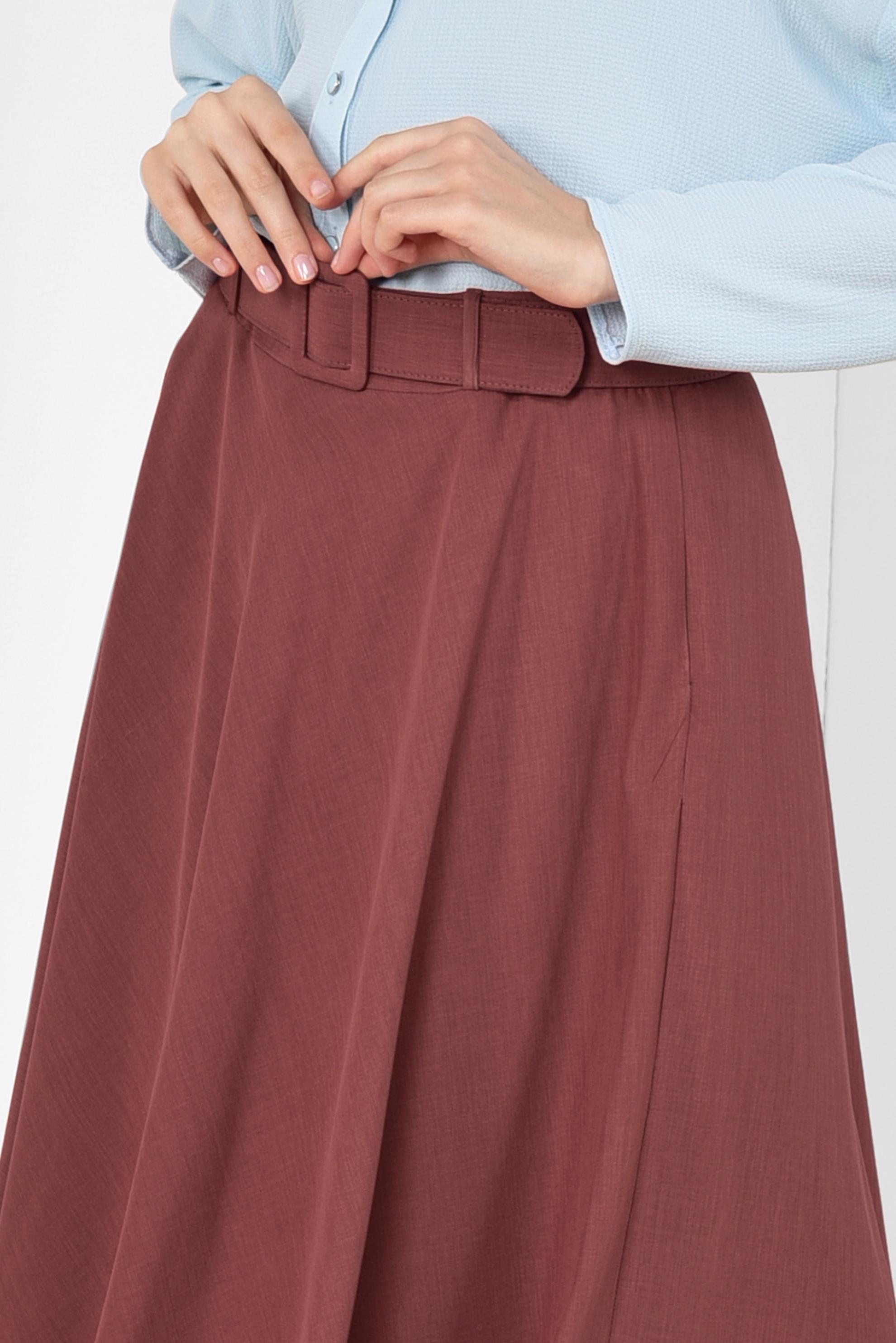 Tesettür giyim TURUNCU KEMERLİ ÇAN ETEK 6338