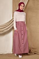 ÇİZGİ DESENLİ VE ÖNDEN DÜĞMELİ ETEK 6341