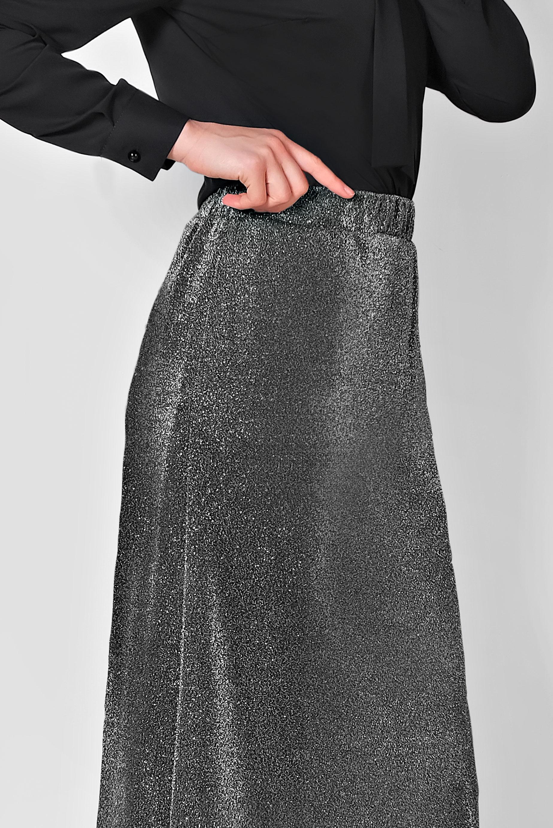 Tesettür giyim GRİ BELİ LASTİKLİ SİMLİ ETEK 6349