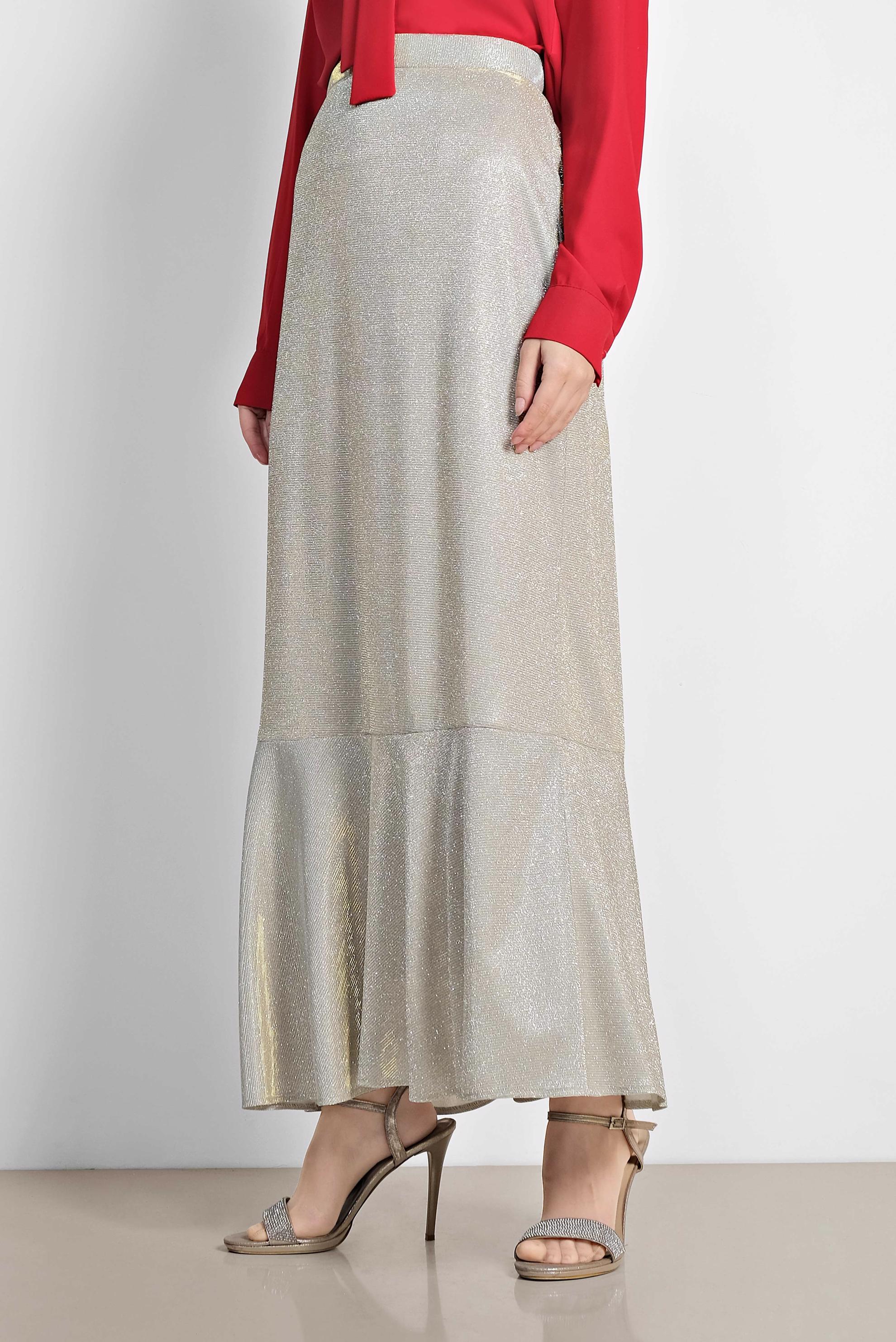 Tesettür giyim BEJ ETEK UCU VOLANLI SİMLİ ETEK 6350