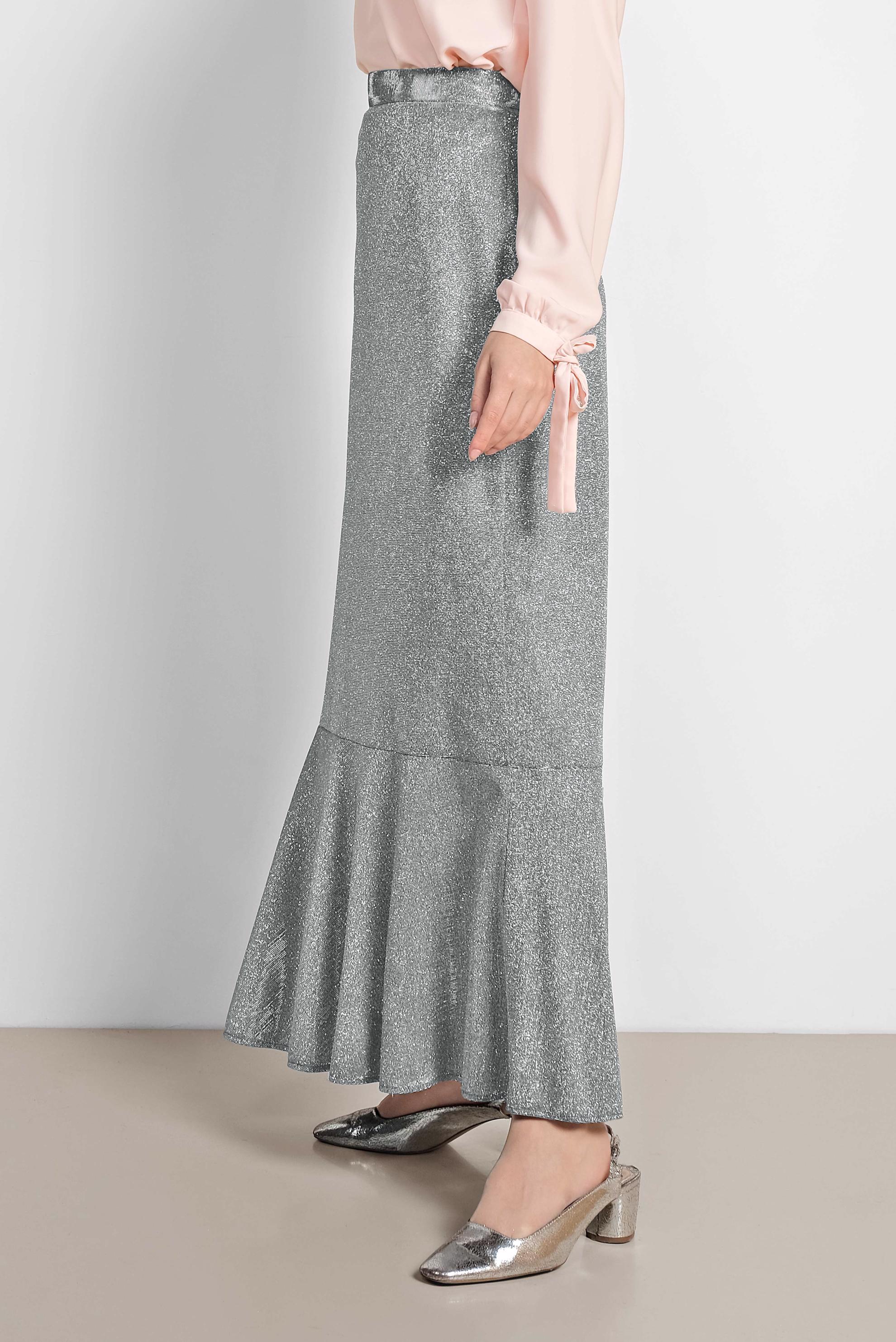 Tesettür giyim SİYAH ETEK UCU VOLANLI SİMLİ ETEK 6350