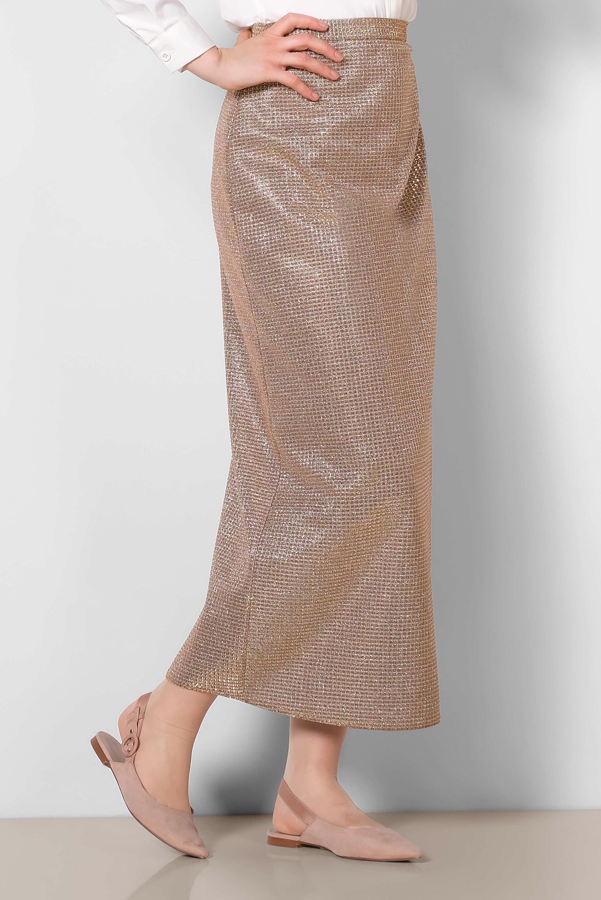 Tesettür giyim BAKIR / BRONZ SİMLİ TESETTÜR ETEK 6352