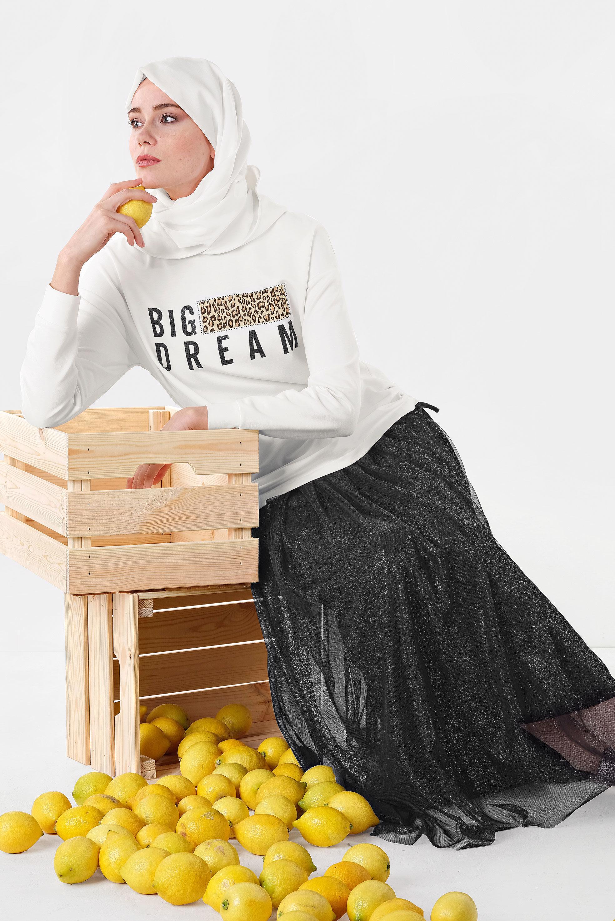 Tesettür giyim SİYAH SİMLİ BELİ LASTİKLİ ETEK 6355