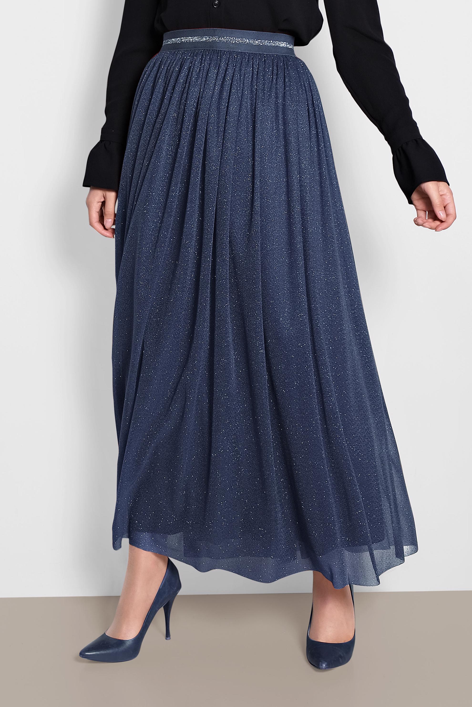 Tesettür giyim LACİVERT SİMLİ BELİ LASTİKLİ ETEK 6355