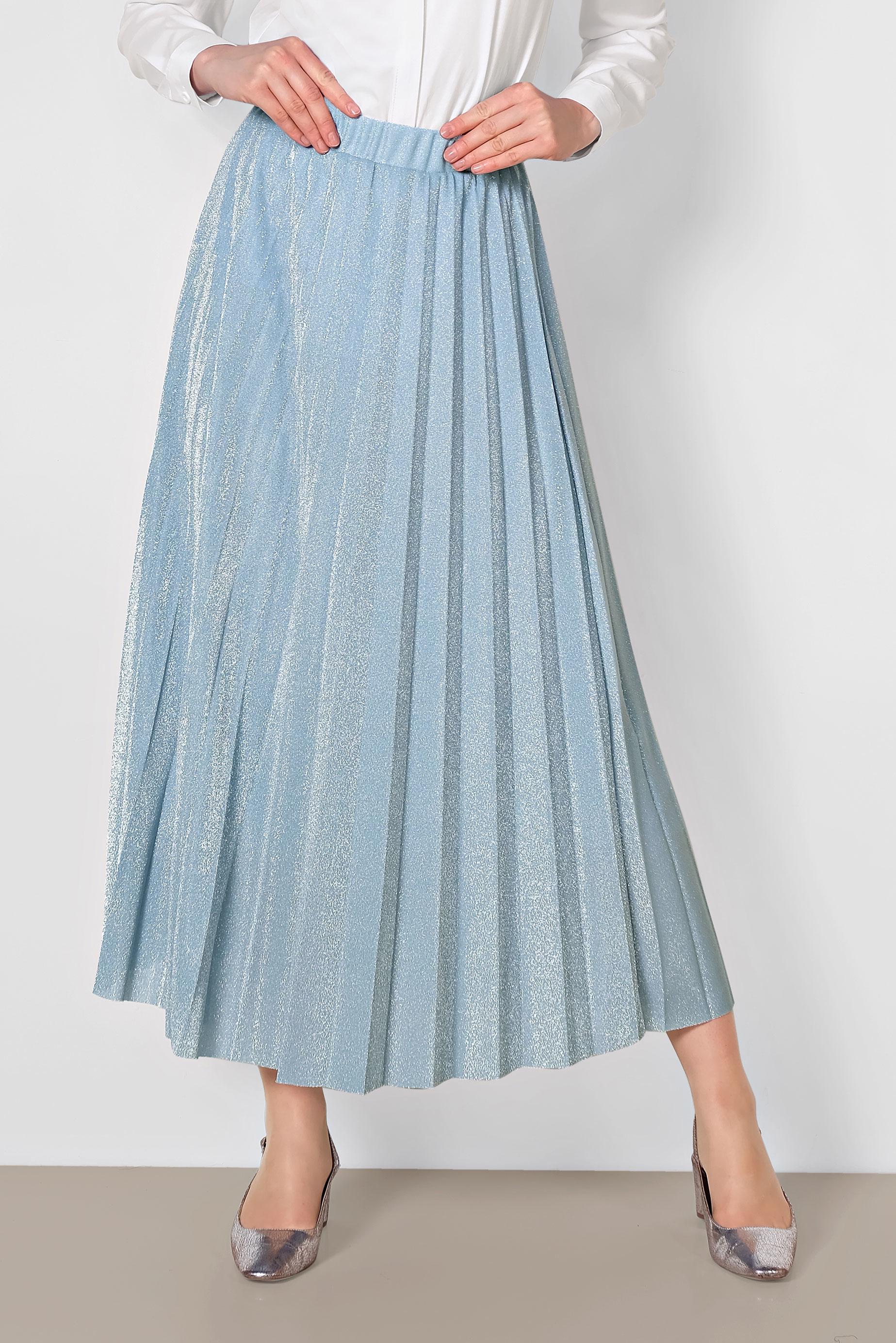 Tesettür giyim MAVİ PİLELİ SİMLİ ETEK 6360