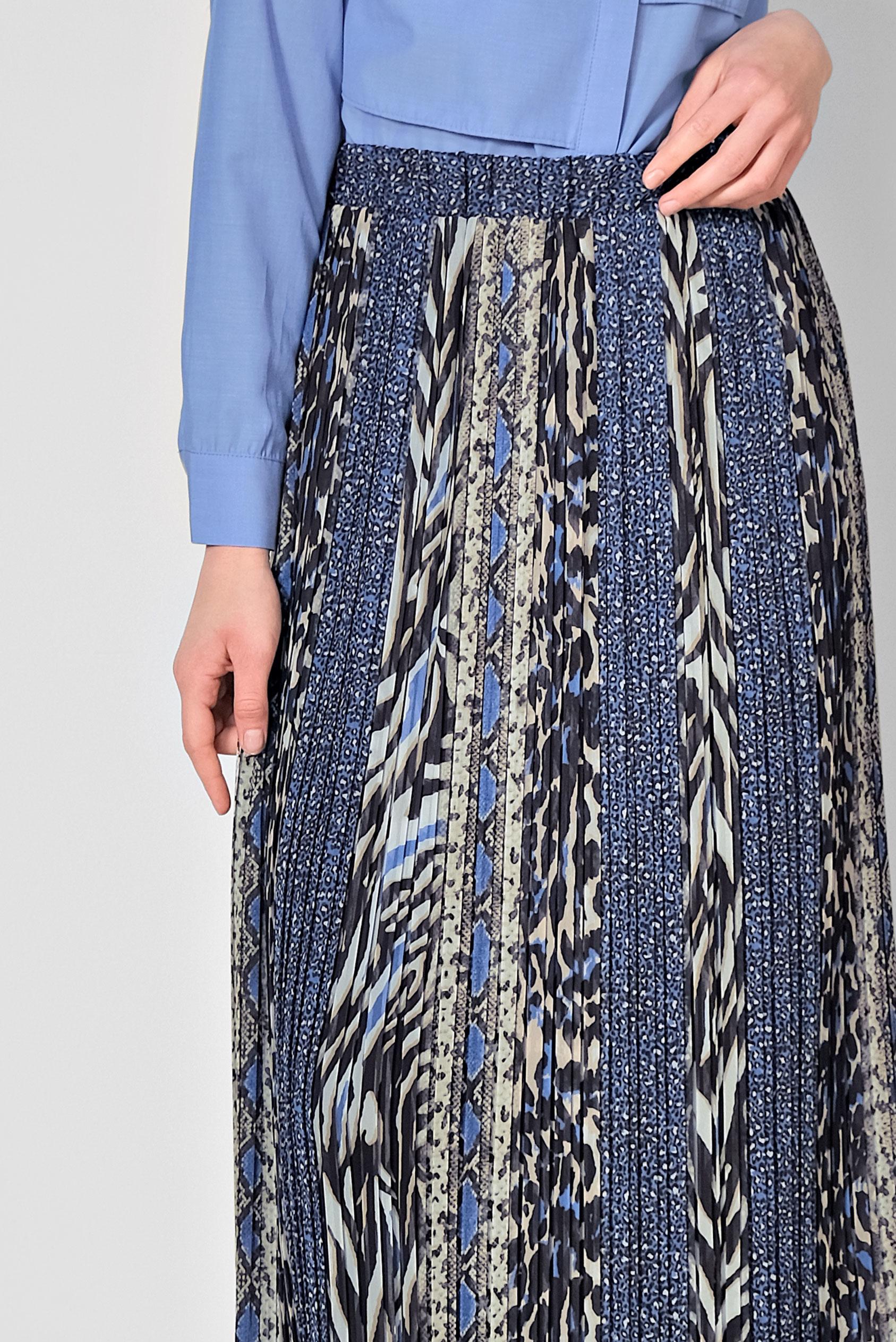 Tesettür giyim LACİVERT PİLİSELİ DESENLİ ETEK 6364