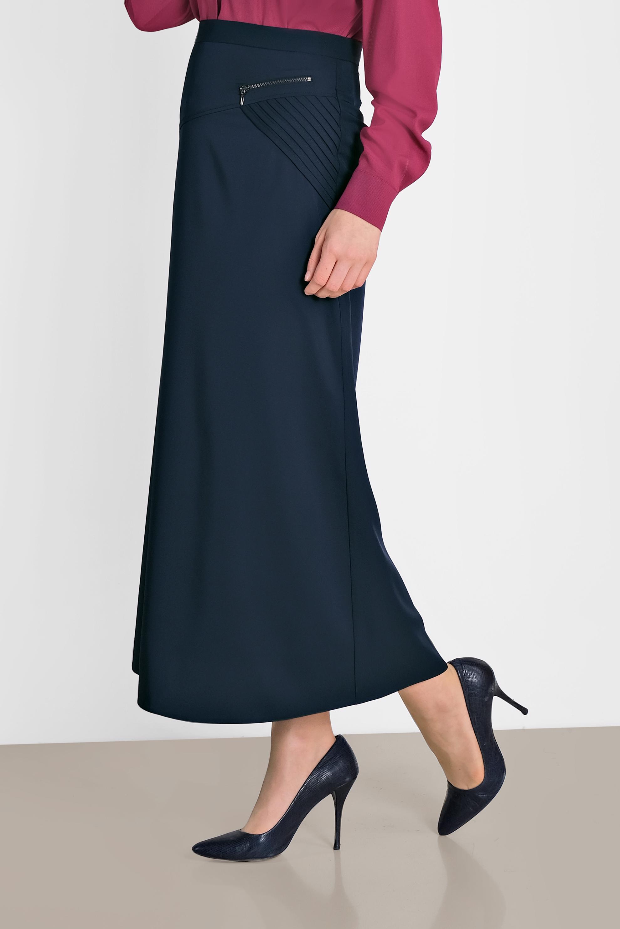 Tesettür giyim LACİVERT ARKASI FERMUARLI KLASİK ETEK 6369