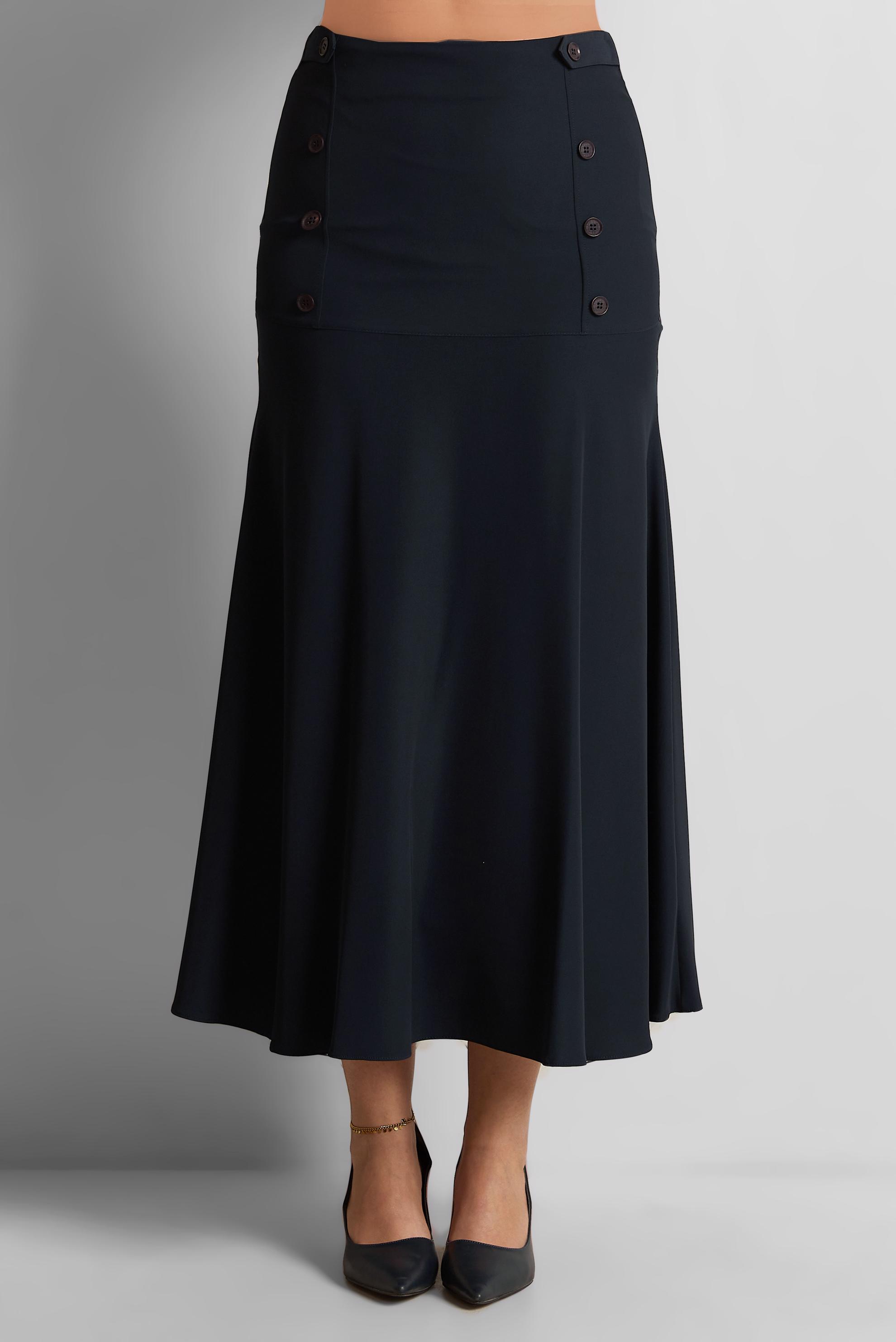 Tesettür giyim LACİVERT DÜĞME DETAYLI ETEK 6375