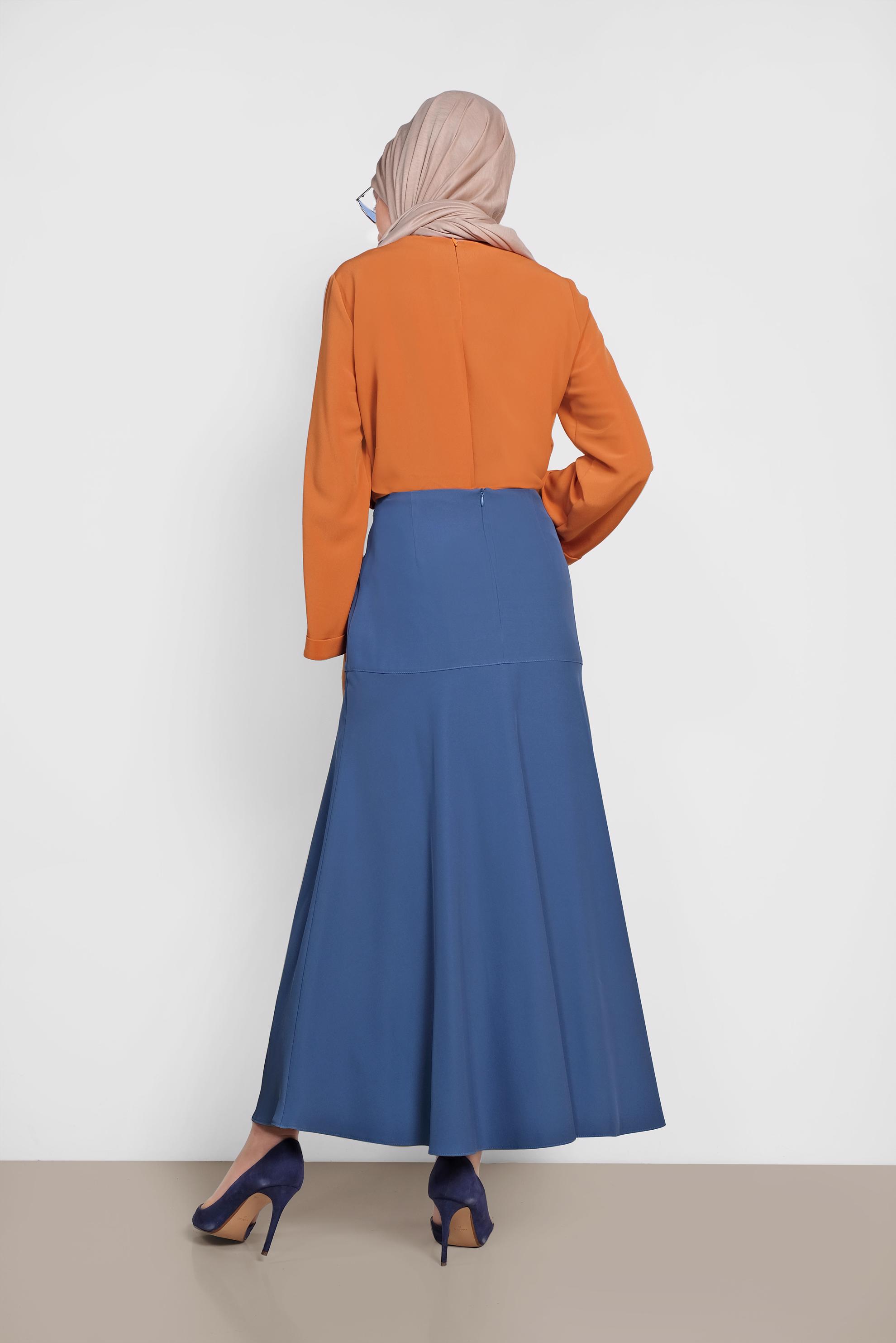 Tesettür giyim LACİVERT DÜĞME DETAYLI ETEK 6375