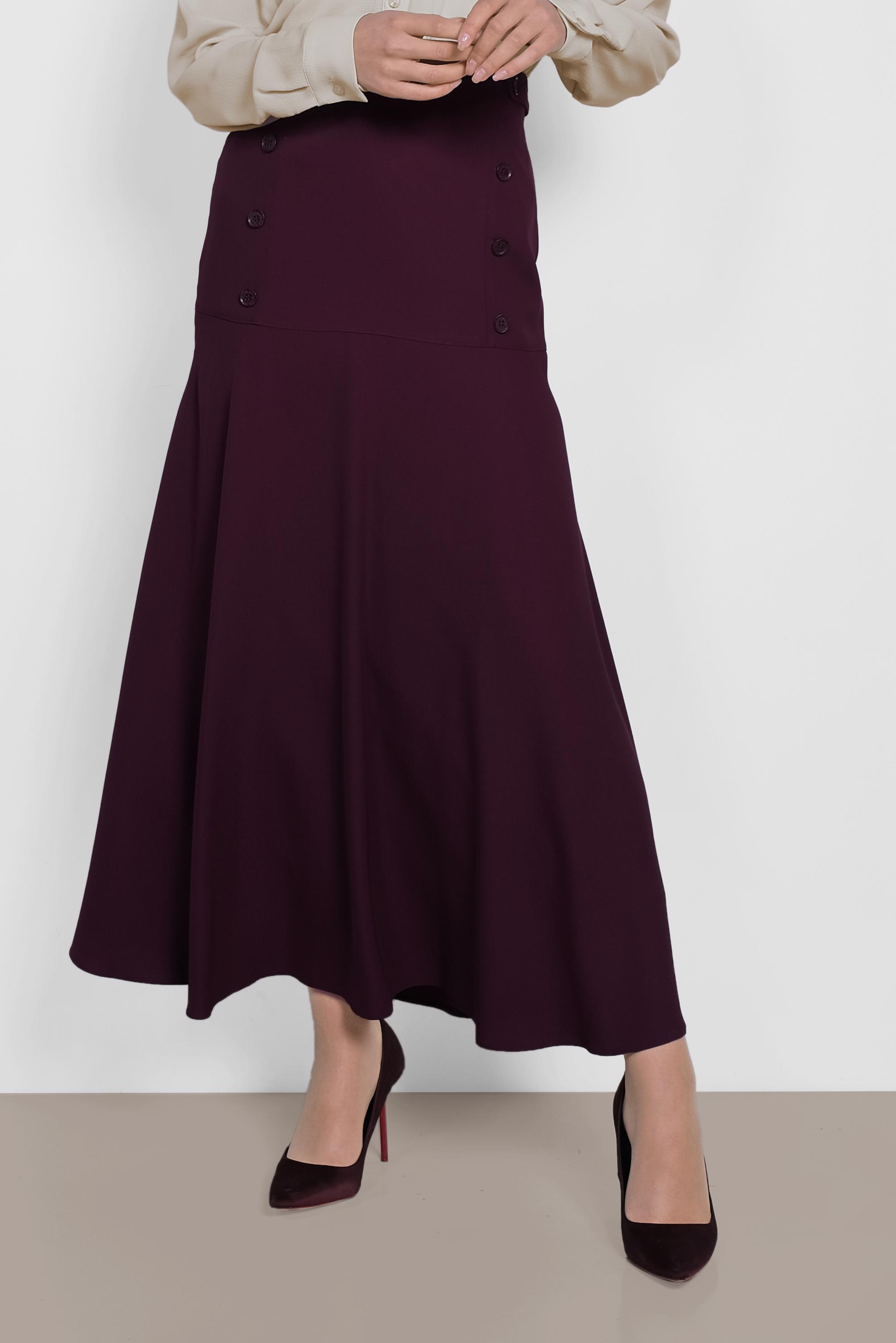 Tesettür giyim MOR DÜĞME DETAYLI ETEK 6375