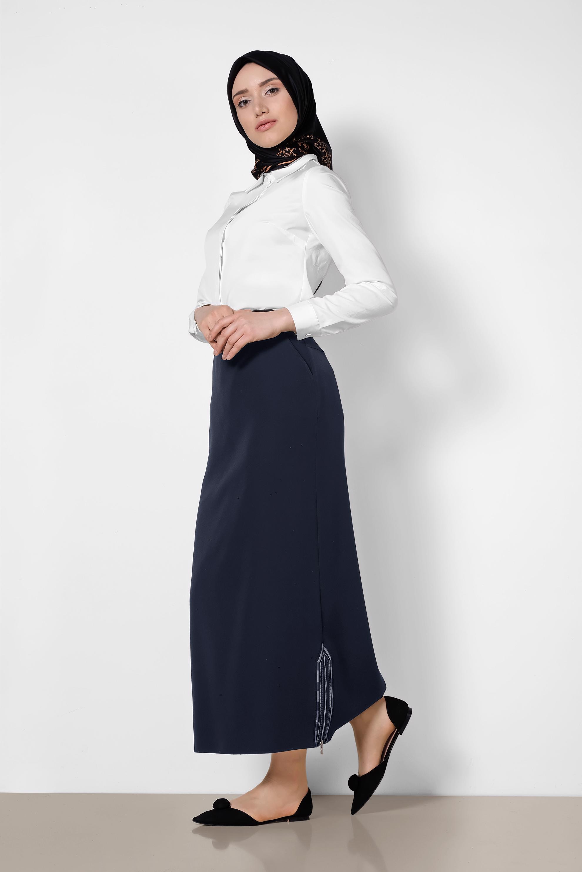 Tesettür giyim LACİVERT 6382 NEW ZADE ETEK 38/46 TEK40