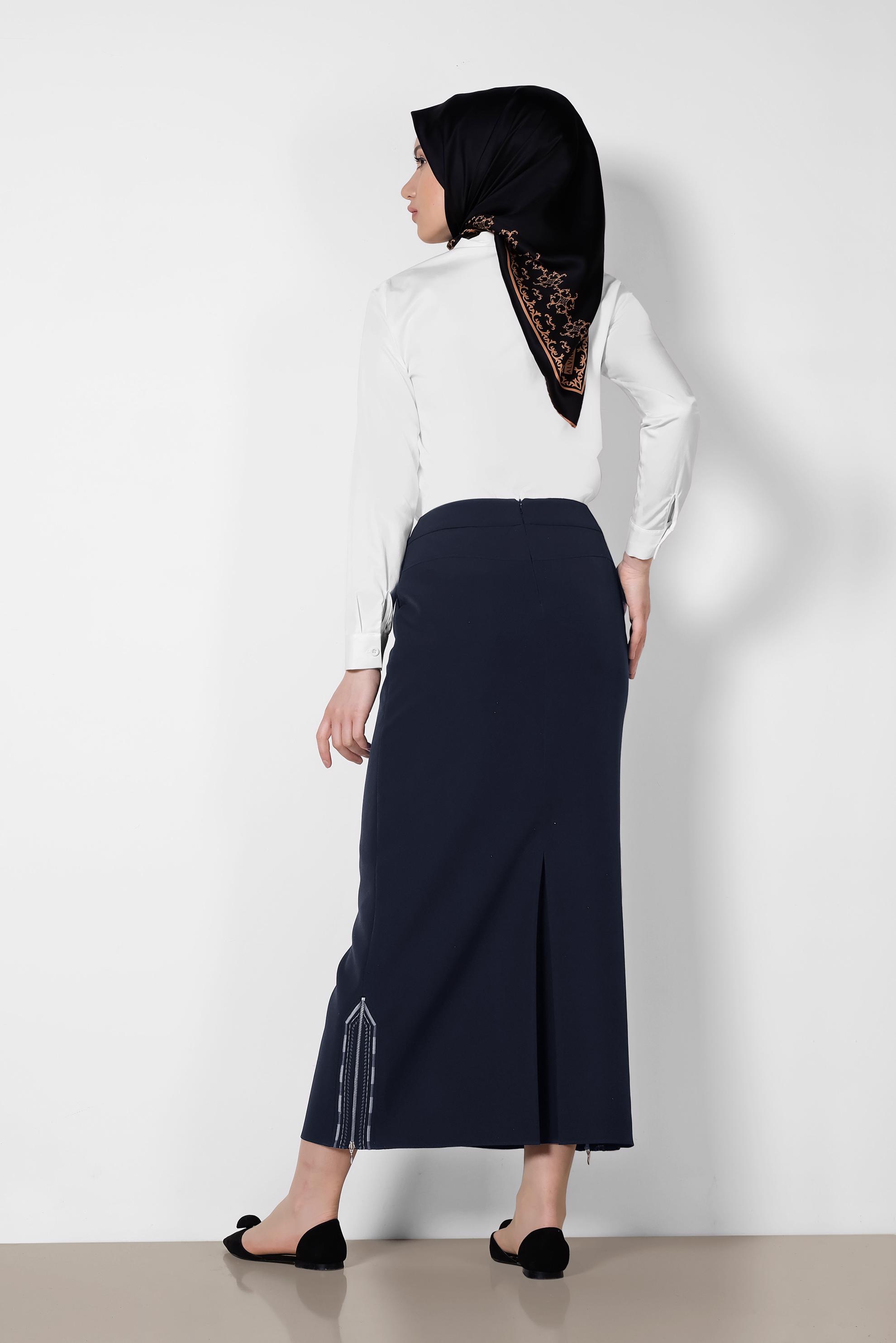 Tesettür giyim LACİVERT 6382 NEW ZADE ETEK 38/46 TEK40