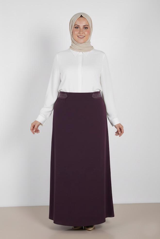 Hijab clothing PURPLE SEQUIN DETAILED SKIRT 6383 - ALVİNA