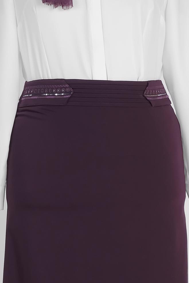 Tesettür giyim MOR PUL VE NAKIŞ DETAYLI ETEK 6383 - ALVİNA