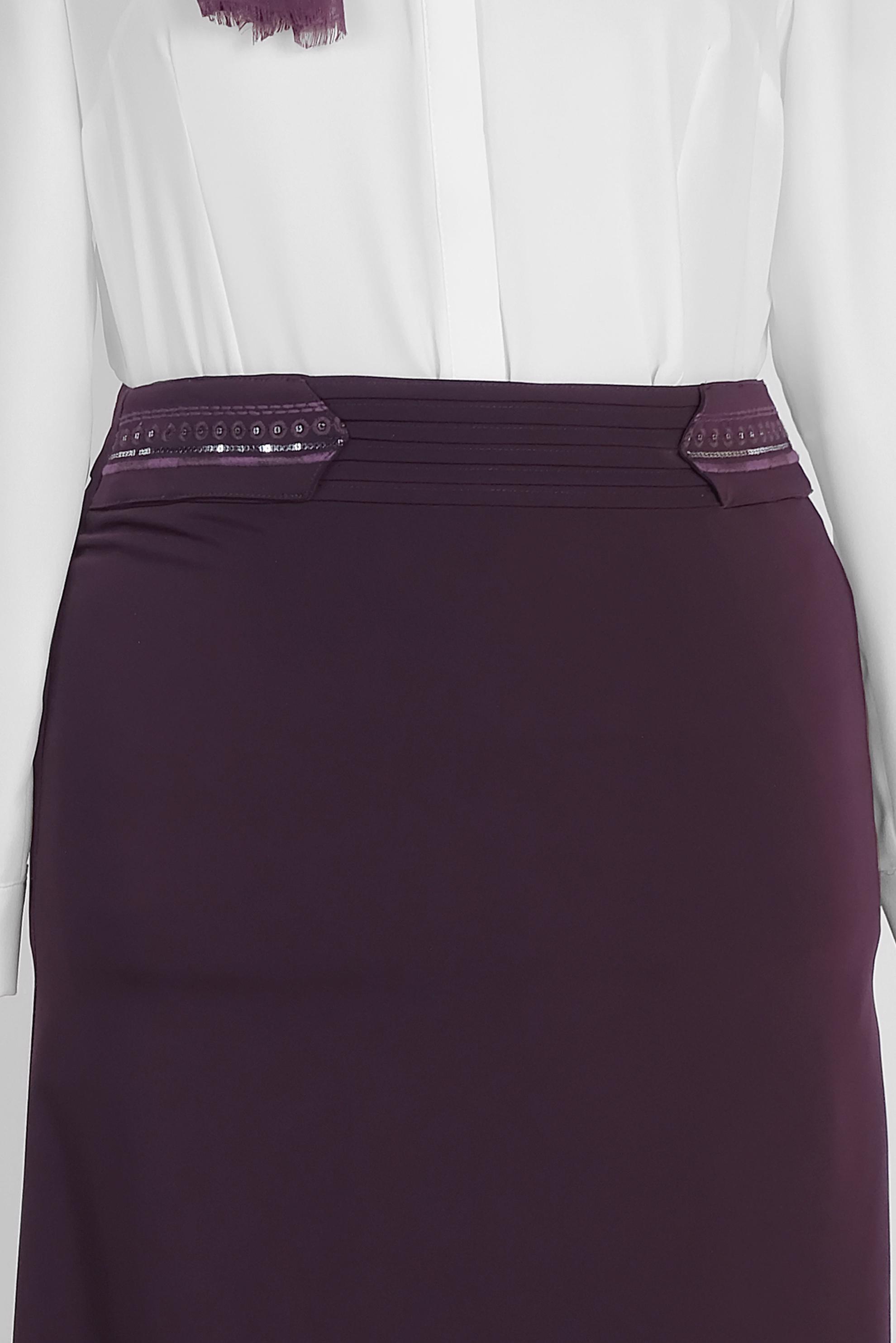 Tesettür giyim MOR PUL VE NAKIŞ DETAYLI ETEK 6383