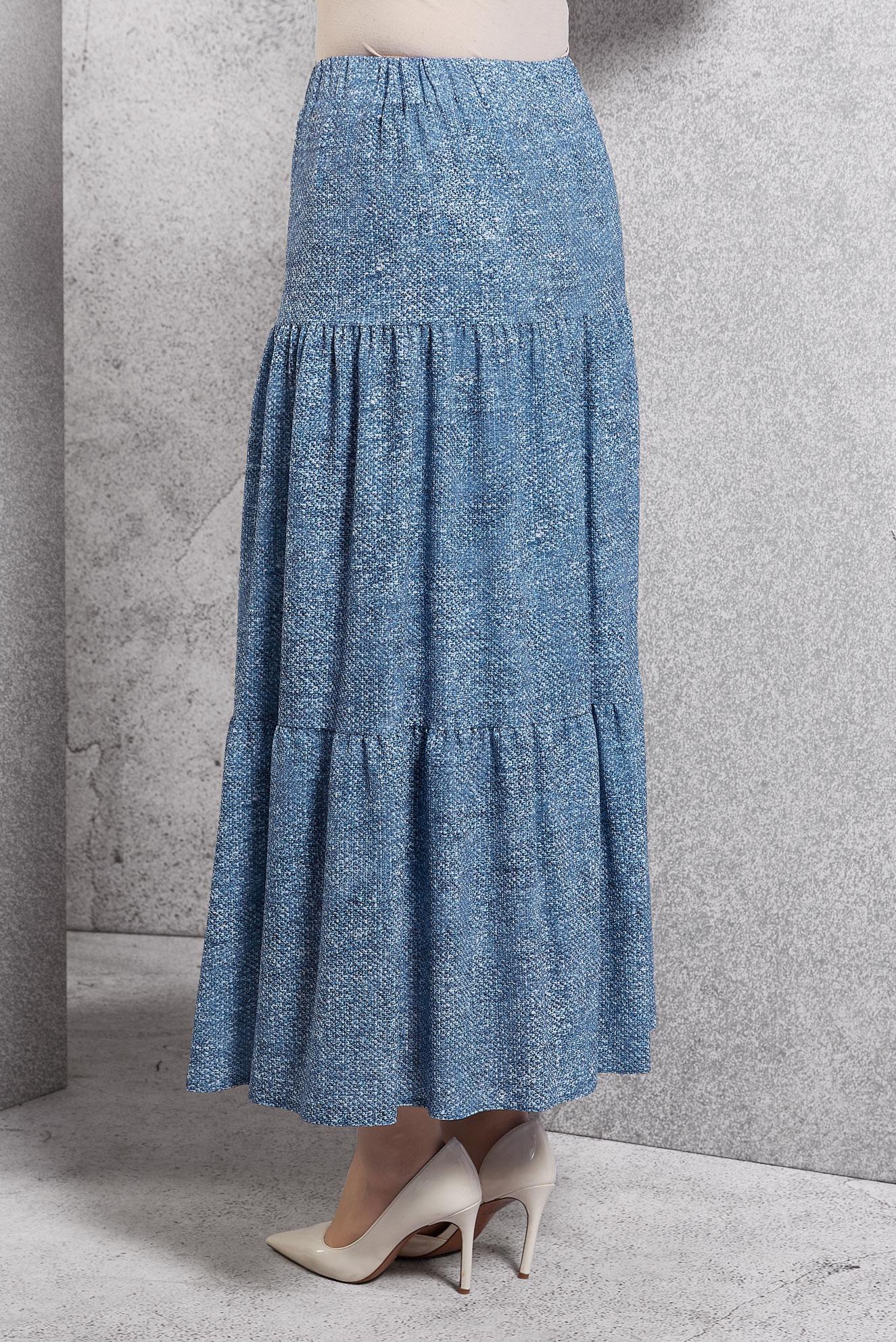 Tesettür giyim MAVİ DÜĞME DETAYLI ETEK 6329-1