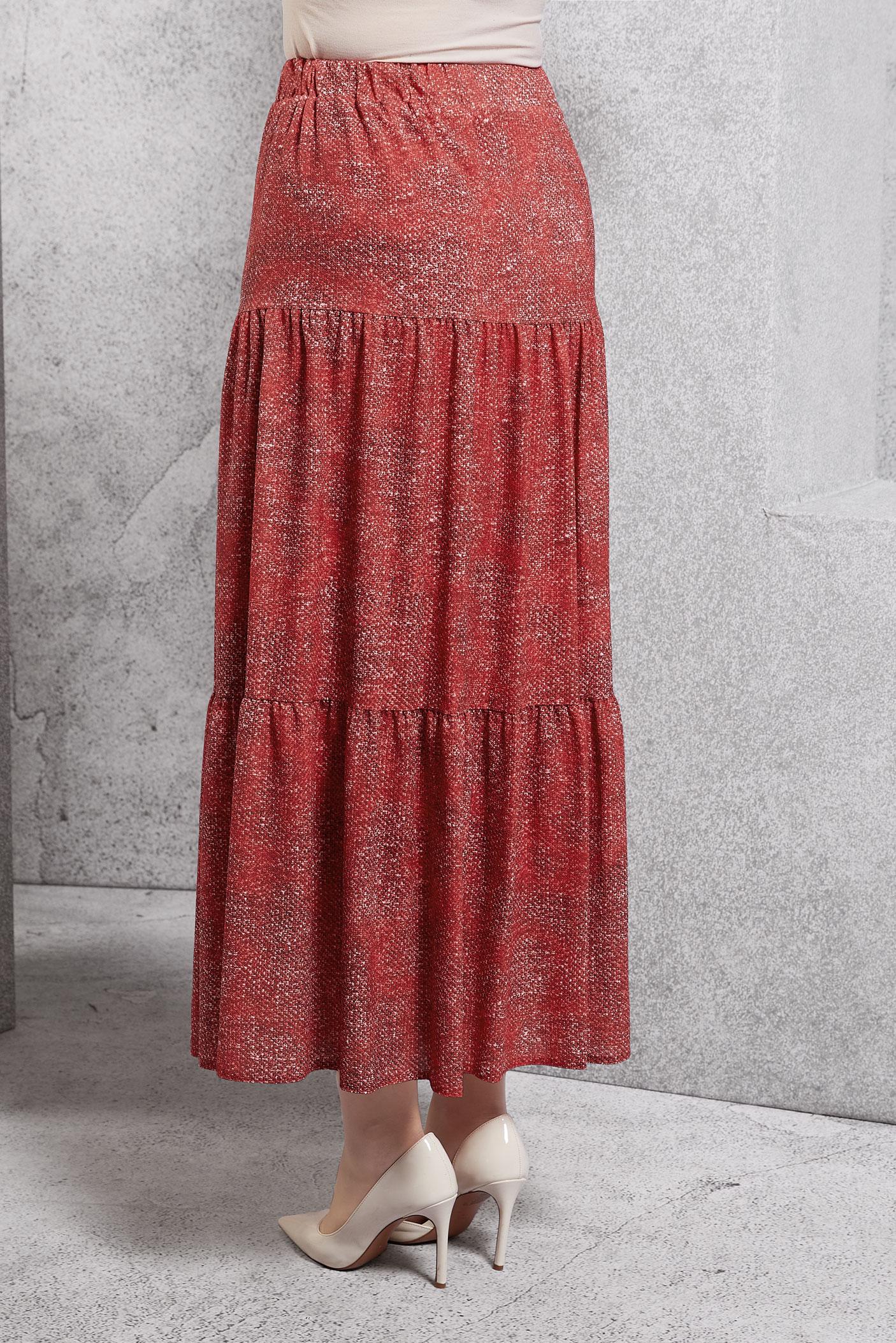 Tesettür giyim BORDO DÜĞME DETAYLI ETEK 6329-1