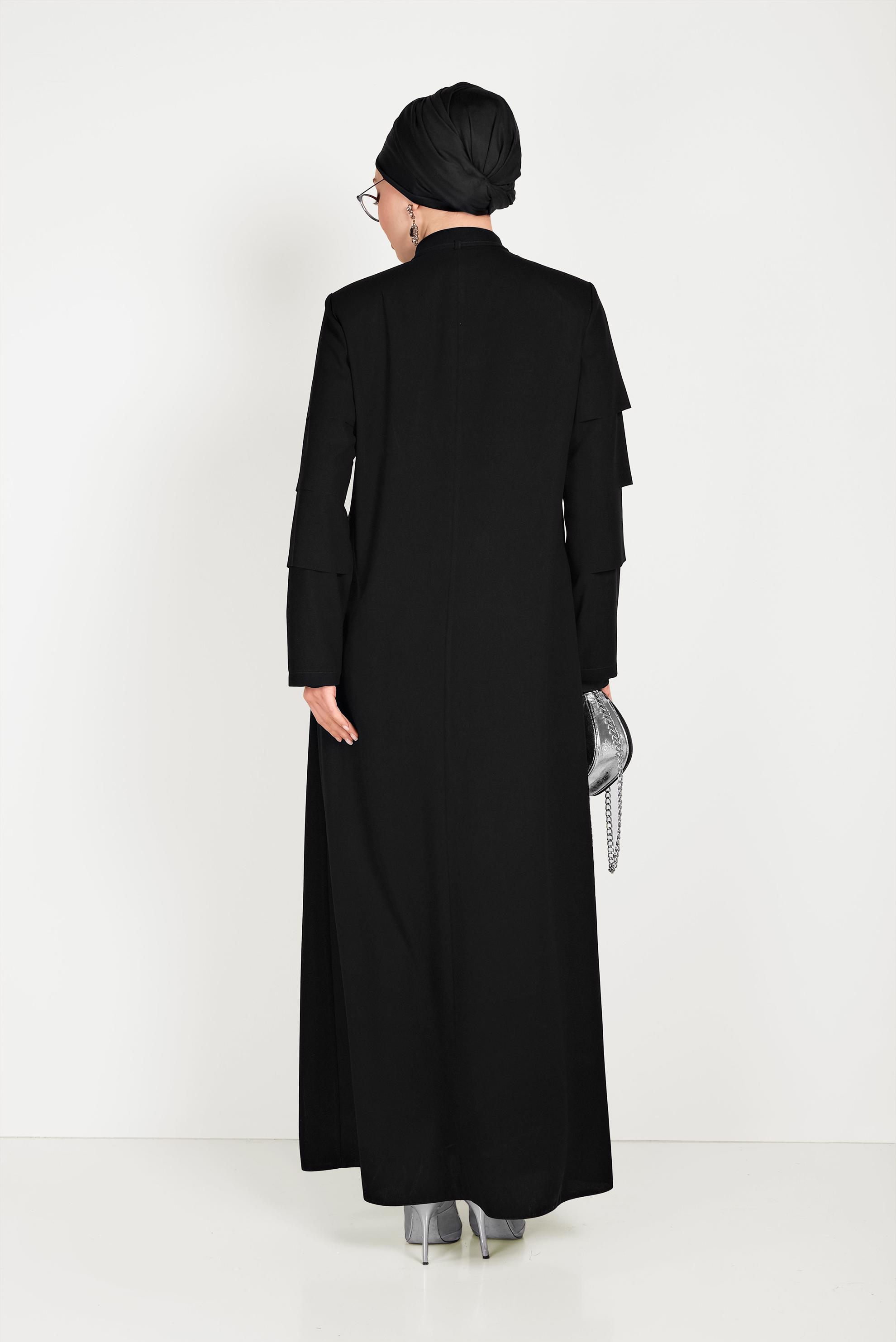Hijab clothing BLACK ABAYA WITH TIERED SLEEVES 80007 